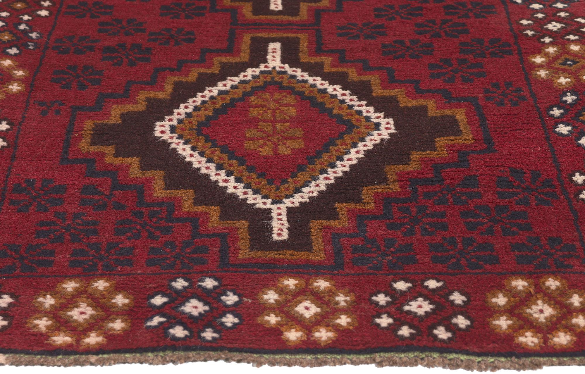 Vintage Afghan Baluch Rug, Tribal Style Meets Afghani Nomad Charm In Good Condition For Sale In Dallas, TX