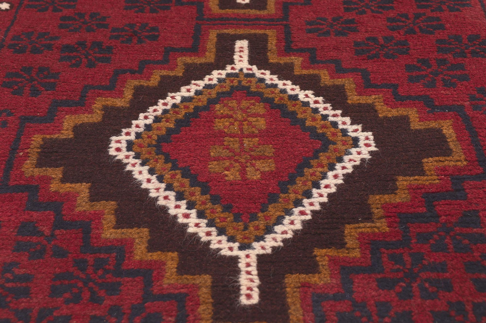 20th Century Vintage Afghan Baluch Rug, Tribal Style Meets Afghani Nomad Charm For Sale