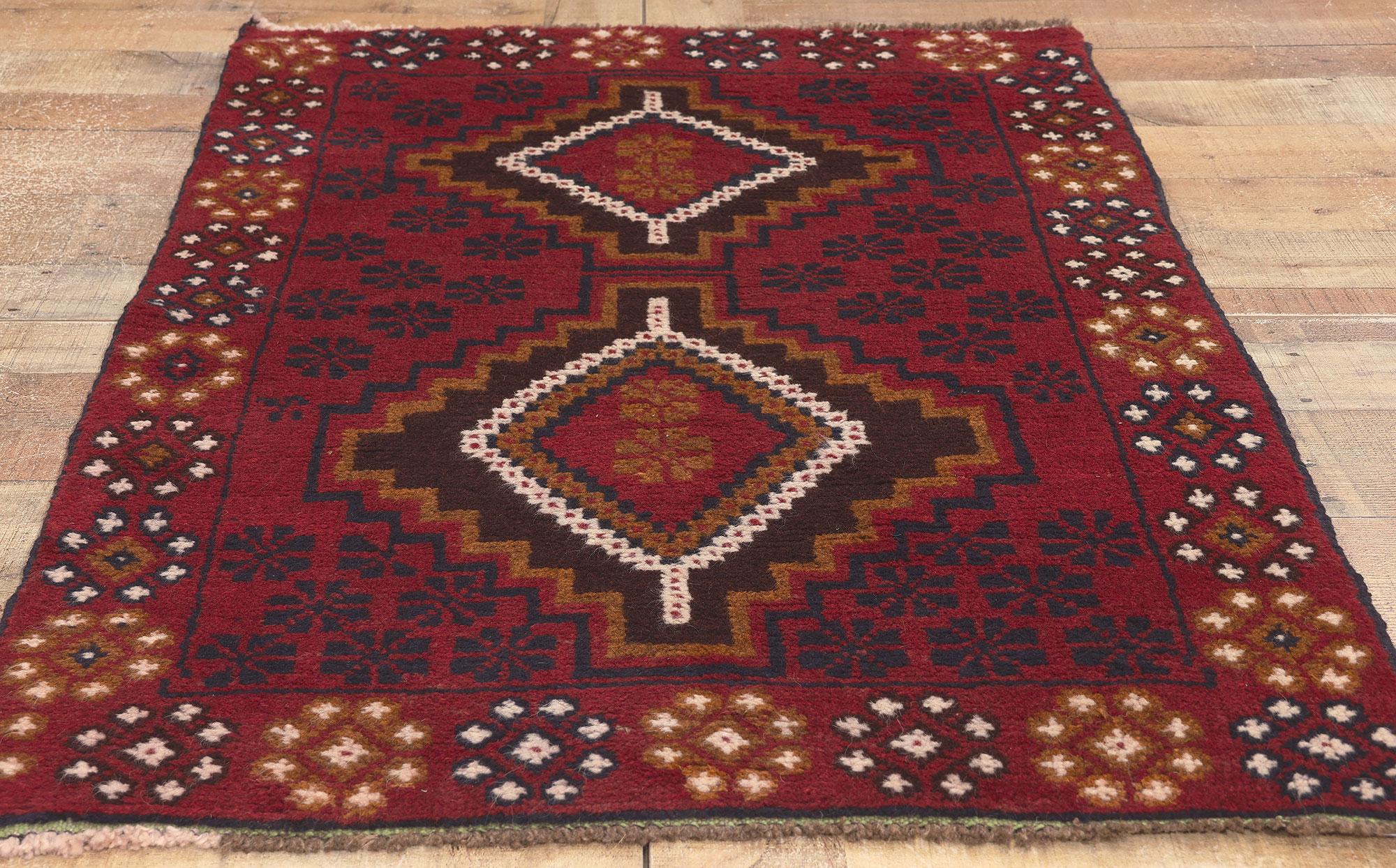 Vintage Afghan Baluch Rug, Tribal Style Meets Afghani Nomad Charm For Sale 2