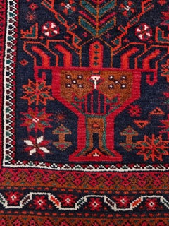 Vintage Afghan Baluchi rug, hand knotted, natural dyed wool, 1960s