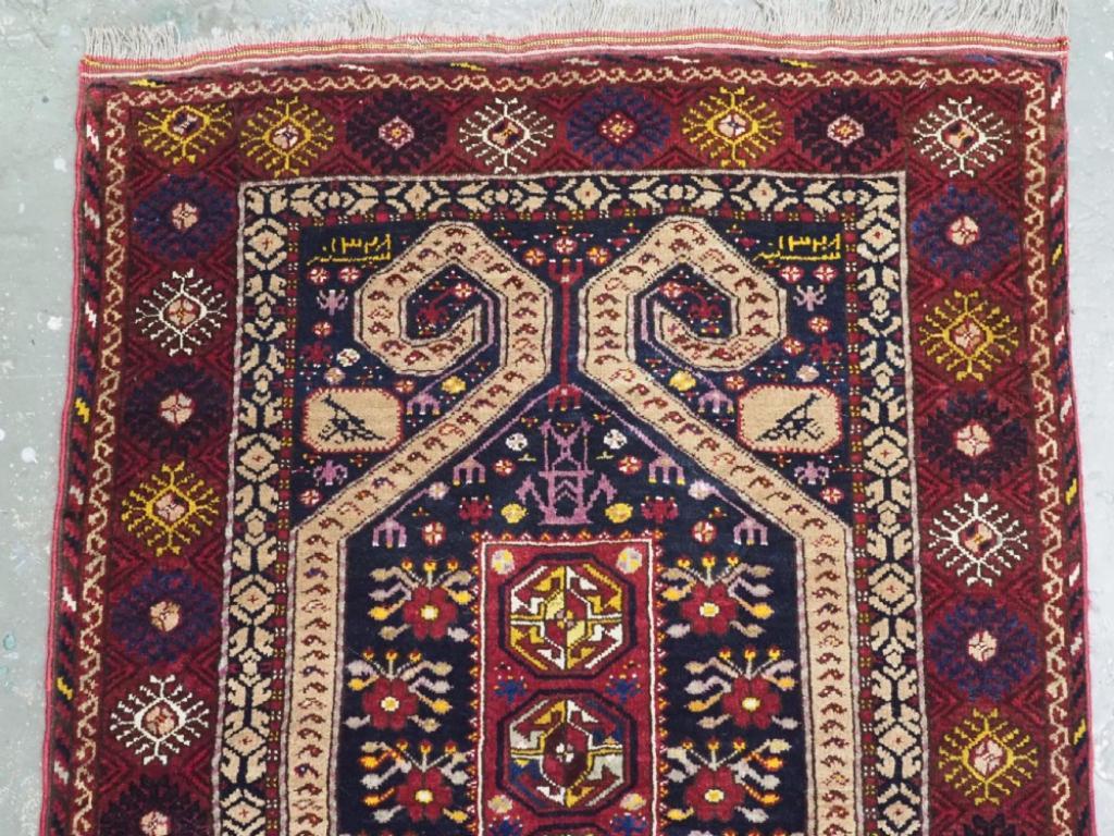 Turkmène Tapis de prière afghan Beshir Turkmen, daté de 1328, vers 1950 en vente