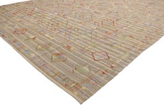 Vintage Afghan Embroidered Suzani Kilim Rug with Modern Boho Chic Tribal Style