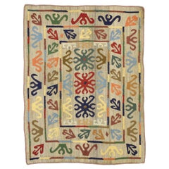 Vintage Afghan Embroidered Suzani Kilim Rug with Modern Tribal Style