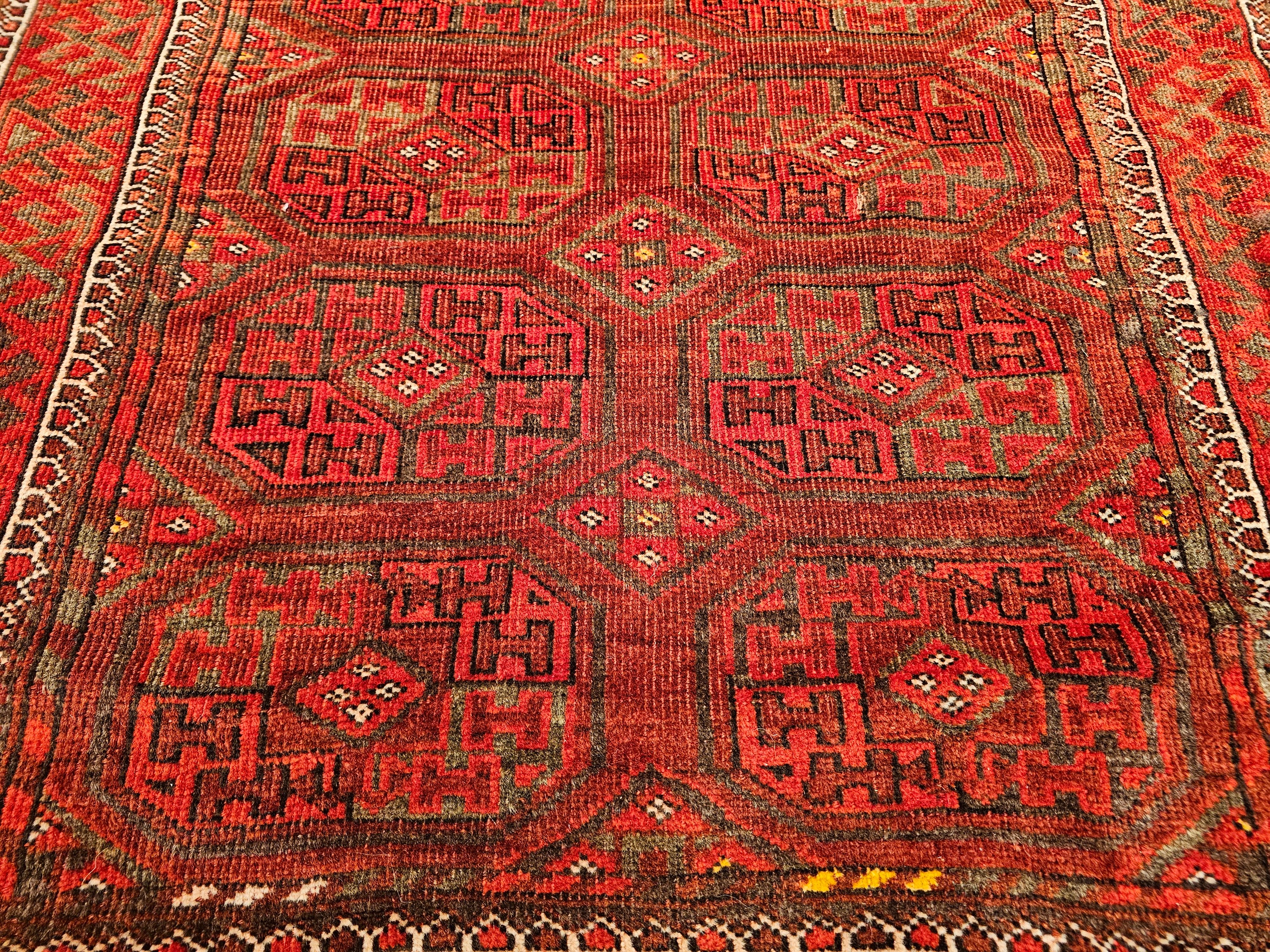 Turkmenischer Tekke Gallery-Teppich in Allover-Geometrischem Muster, Vintage im Angebot 3