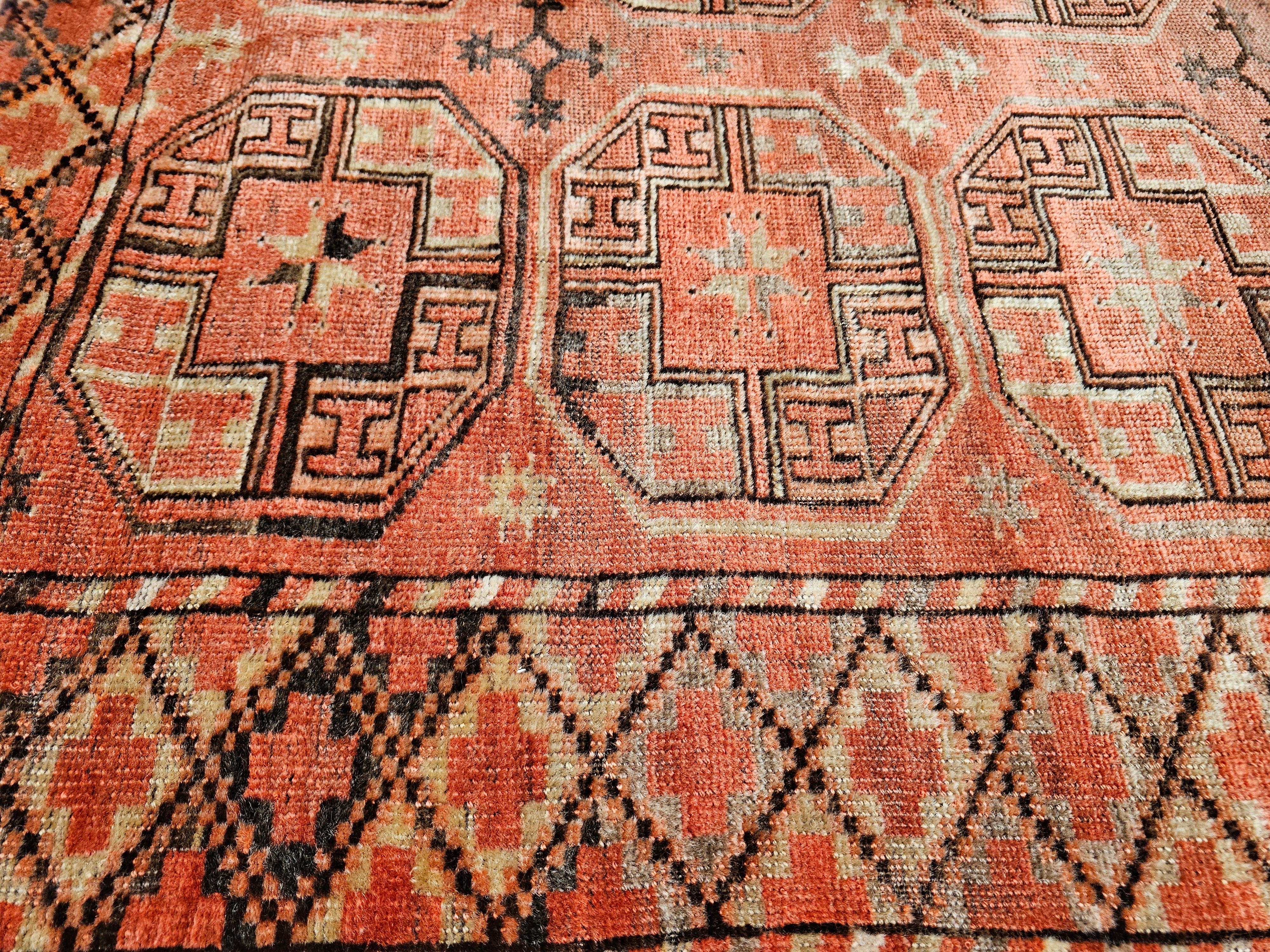Turkmenischer Tekke Gallery-Teppich in Allover-Geometrischem Muster, Vintage im Angebot 6