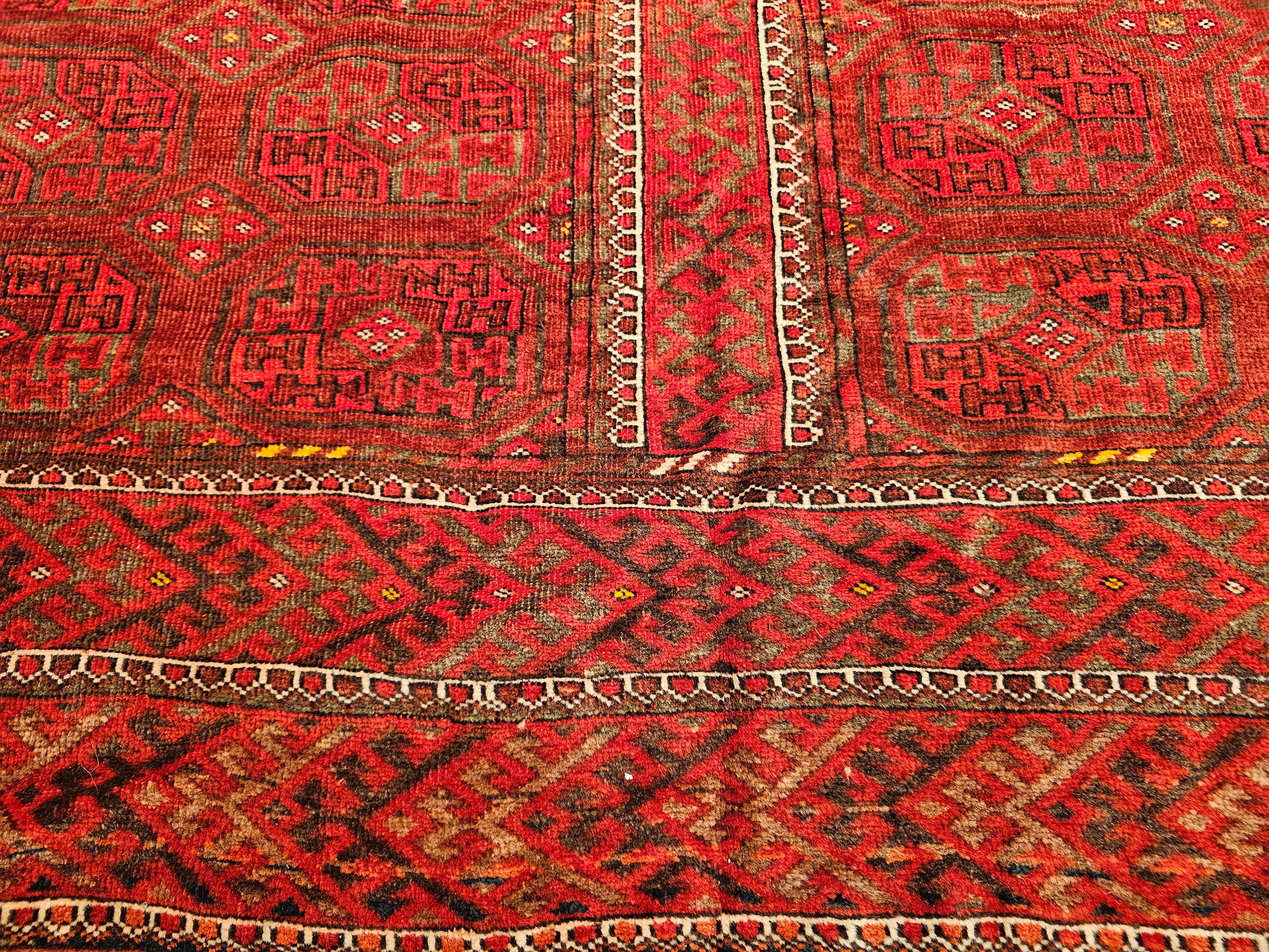 Turkmenischer Tekke Gallery-Teppich in Allover-Geometrischem Muster, Vintage im Angebot 6