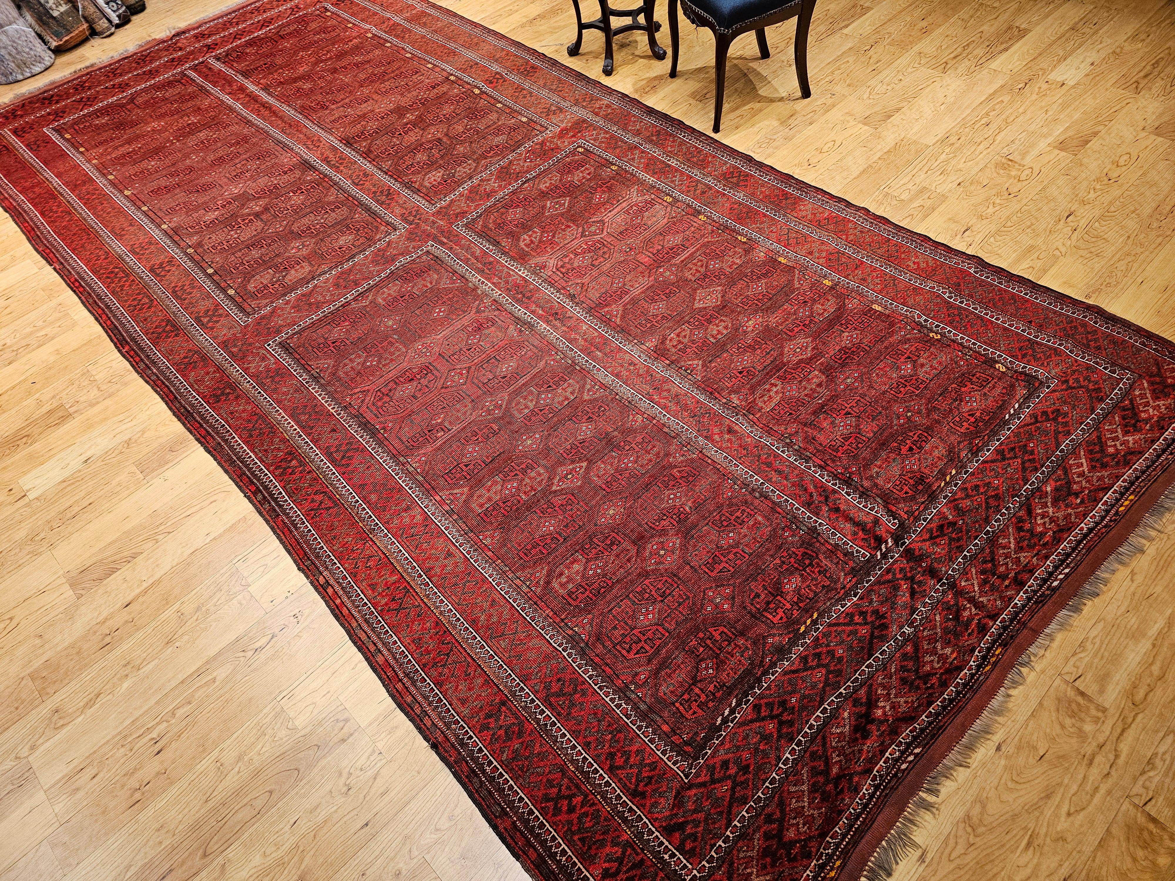 Turkmenischer Tekke Gallery-Teppich in Allover-Geometrischem Muster, Vintage im Angebot 7
