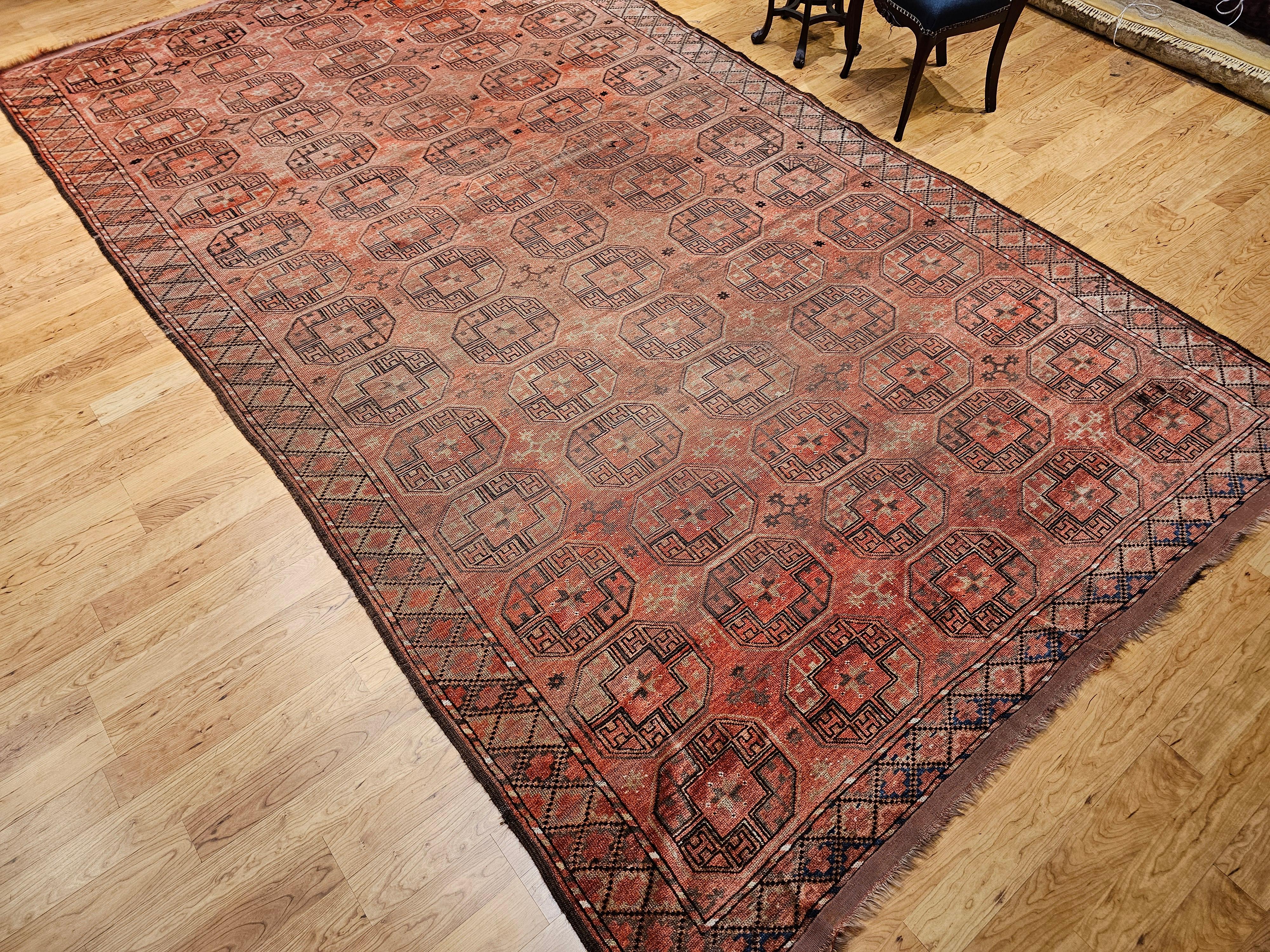 Turkmenischer Tekke Gallery-Teppich in Allover-Geometrischem Muster, Vintage im Angebot 8