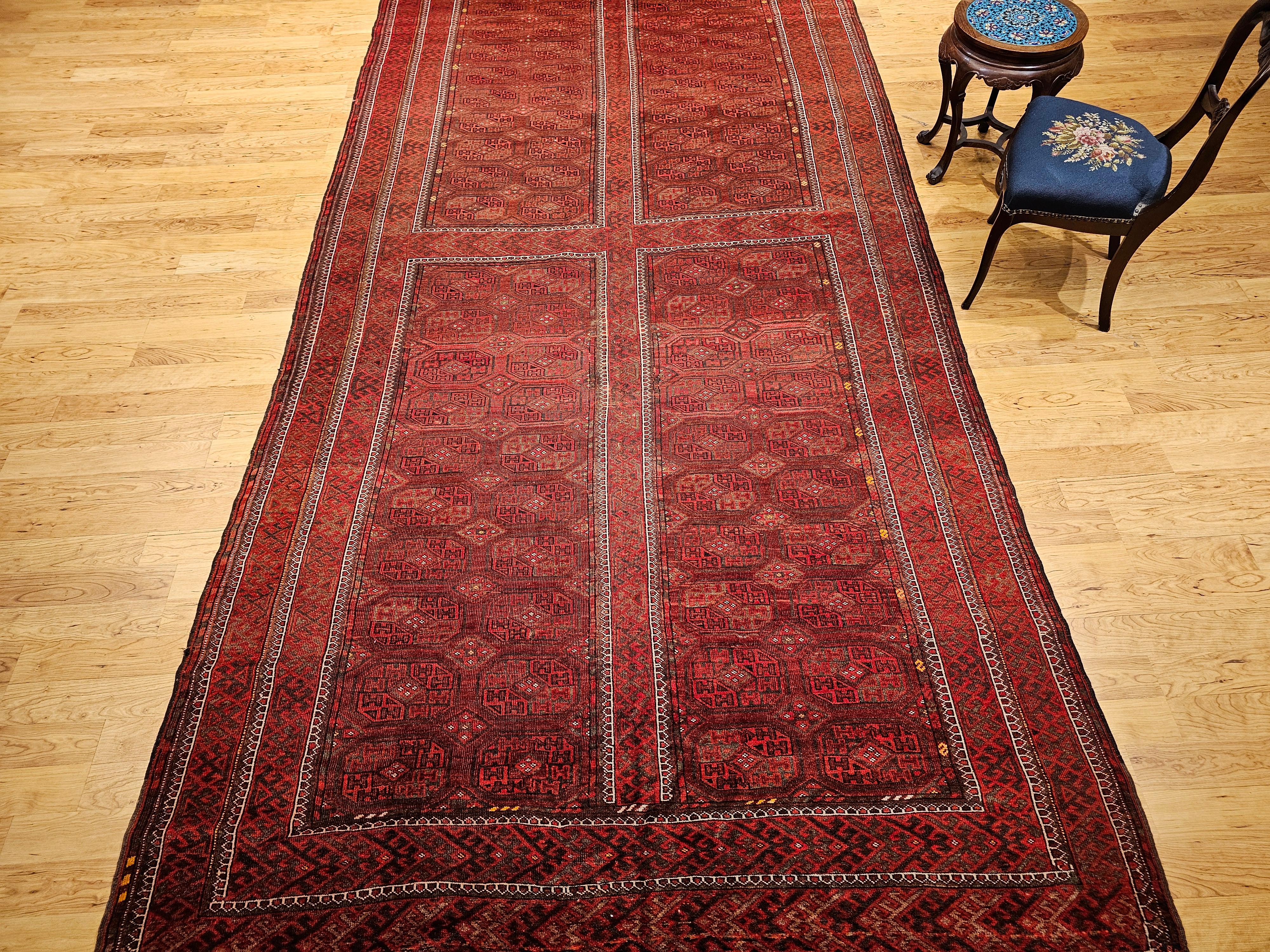 Turkmenischer Tekke Gallery-Teppich in Allover-Geometrischem Muster, Vintage im Angebot 8