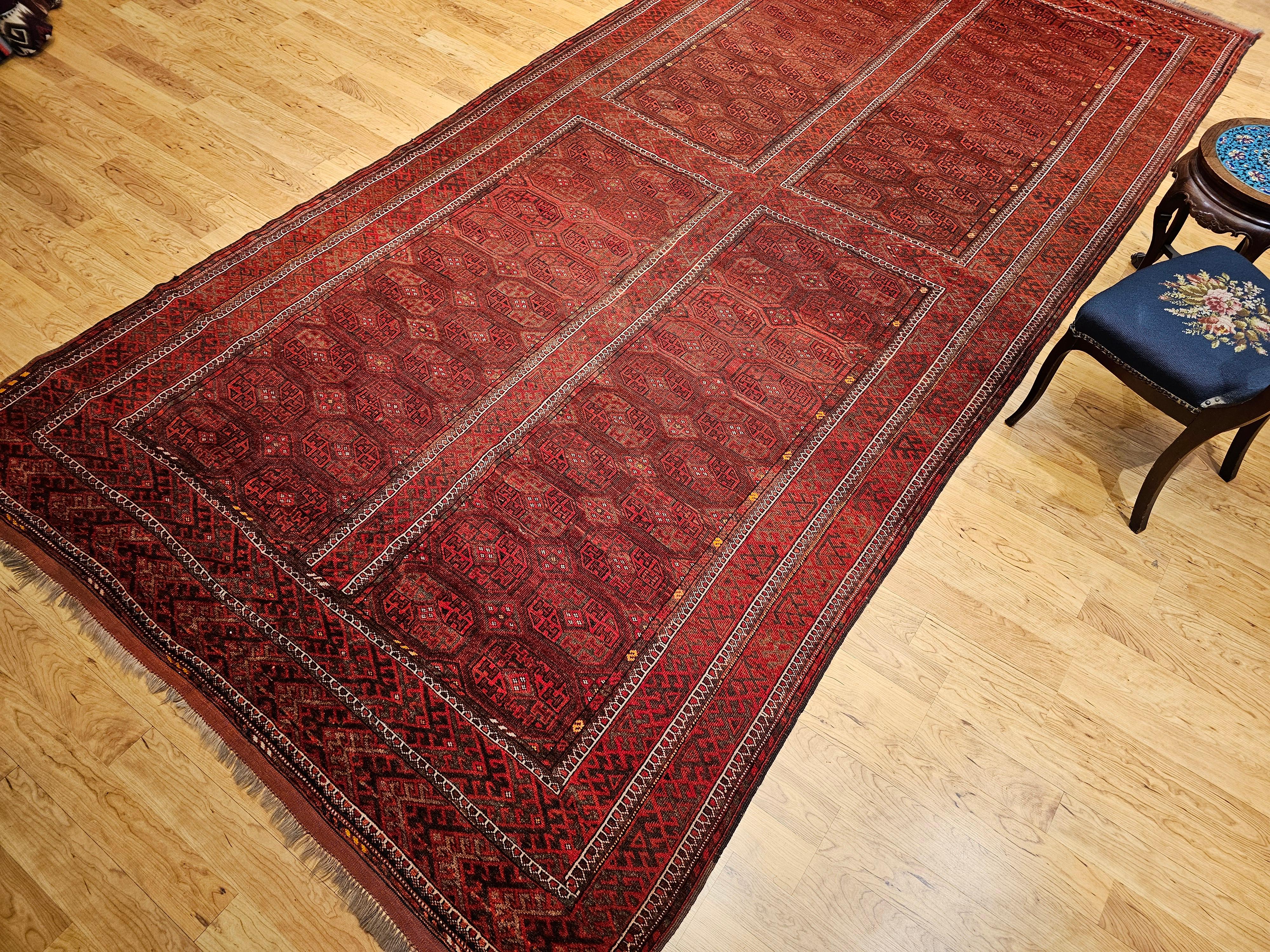 Turkmenischer Tekke Gallery-Teppich in Allover-Geometrischem Muster, Vintage im Angebot 9