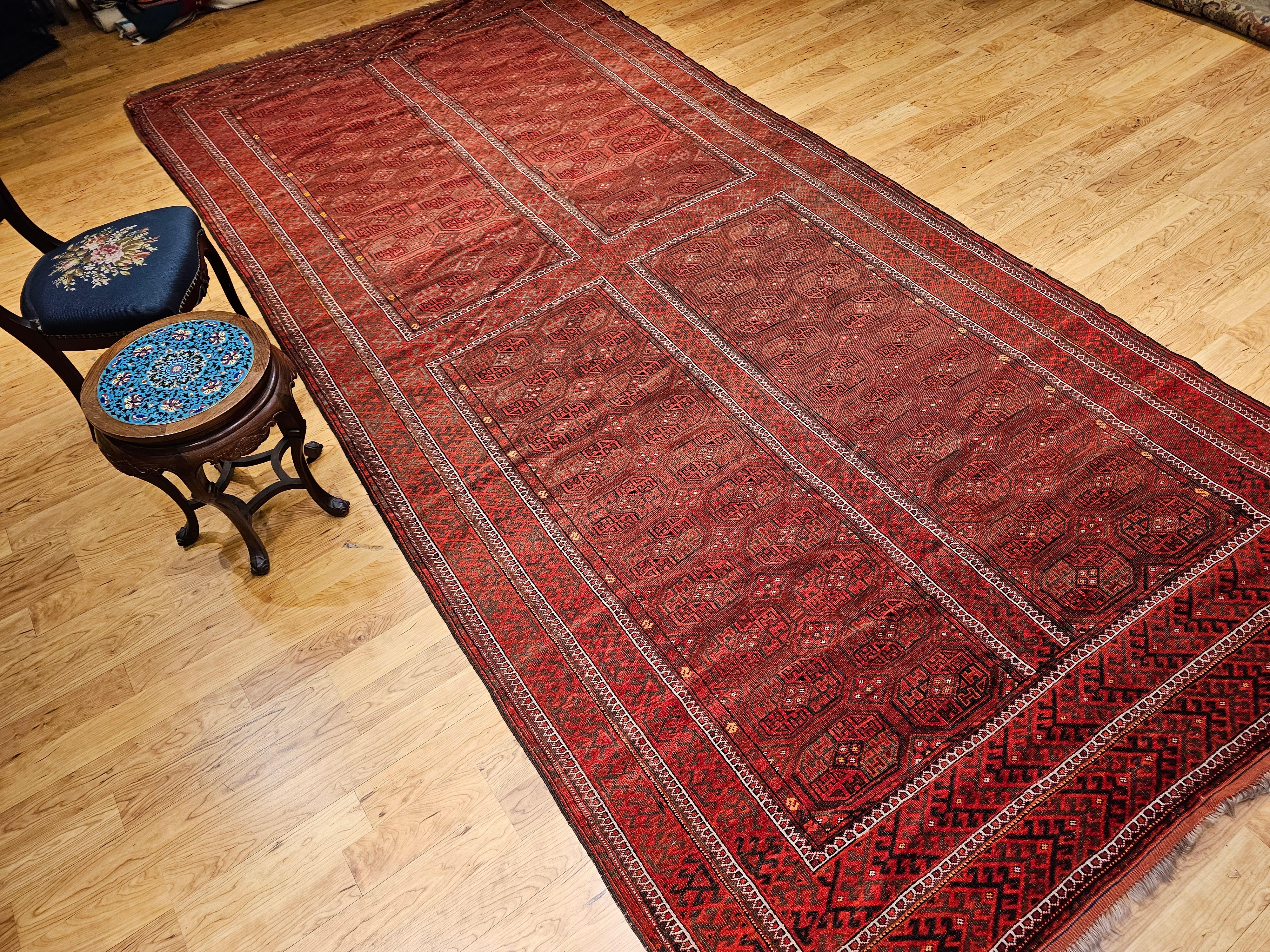 Turkmenischer Tekke Gallery-Teppich in Allover-Geometrischem Muster, Vintage im Angebot 10