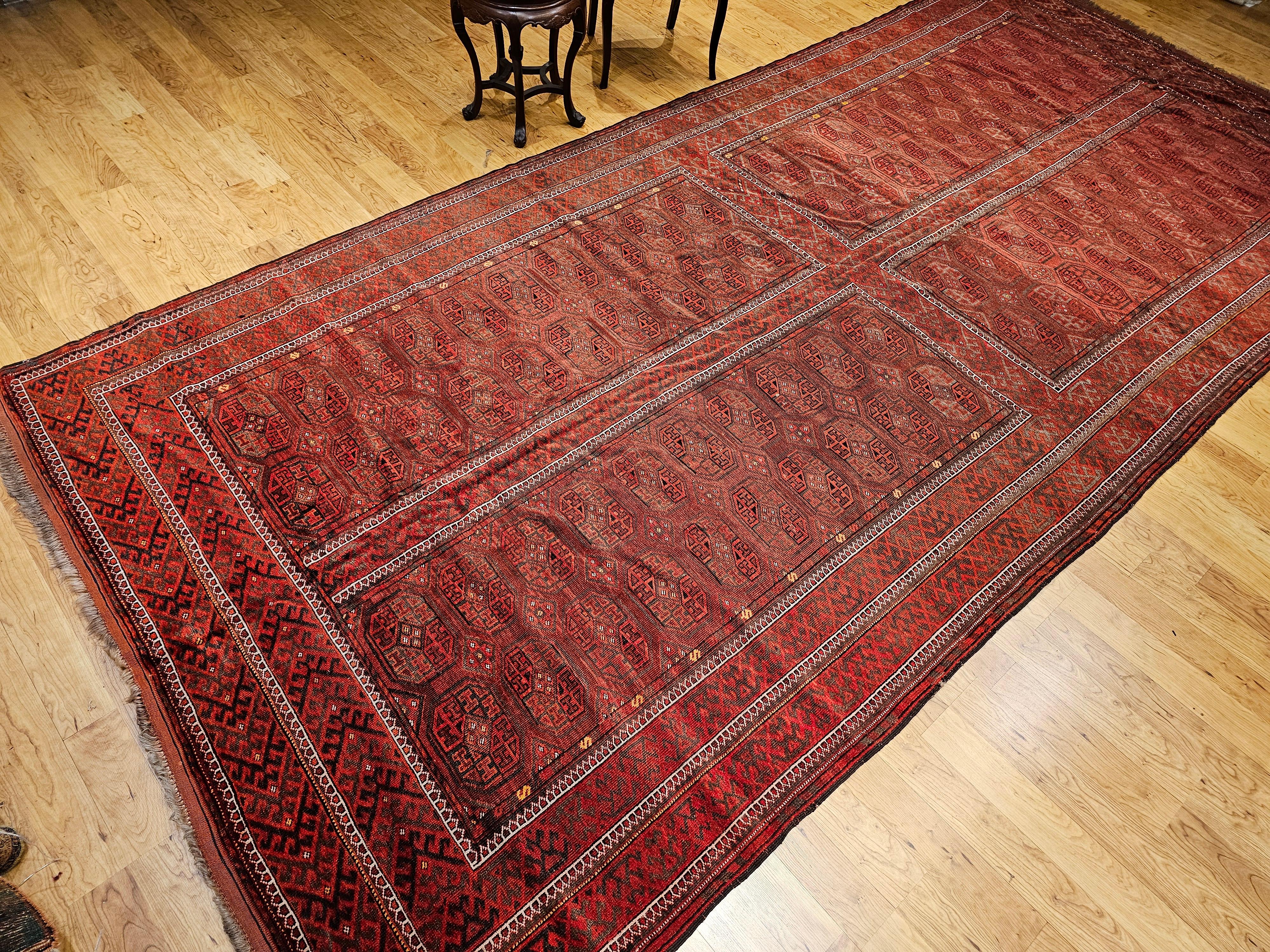 Turkmenischer Tekke Gallery-Teppich in Allover-Geometrischem Muster, Vintage im Angebot 11