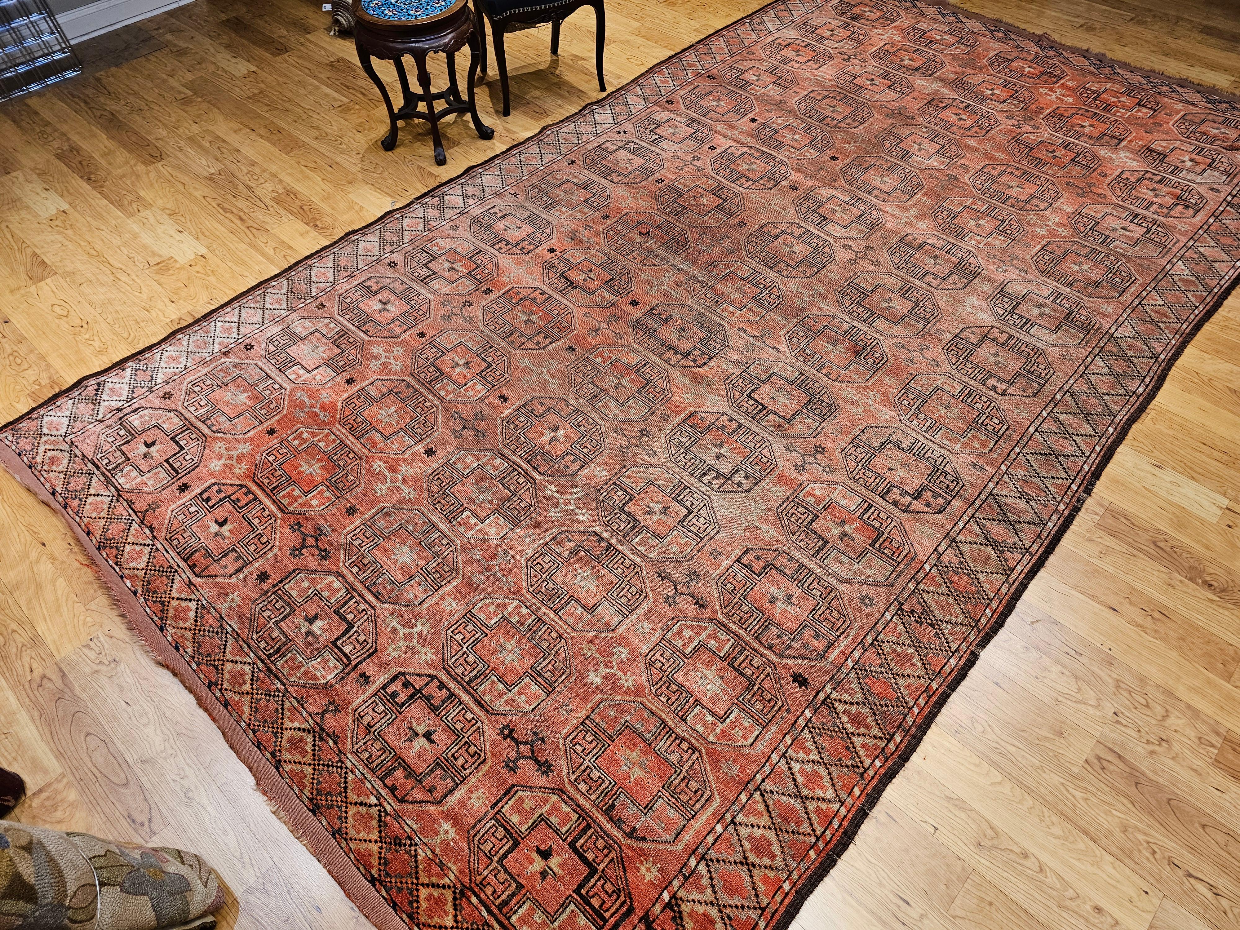 Turkmenischer Tekke Gallery-Teppich in Allover-Geometrischem Muster, Vintage im Angebot 12