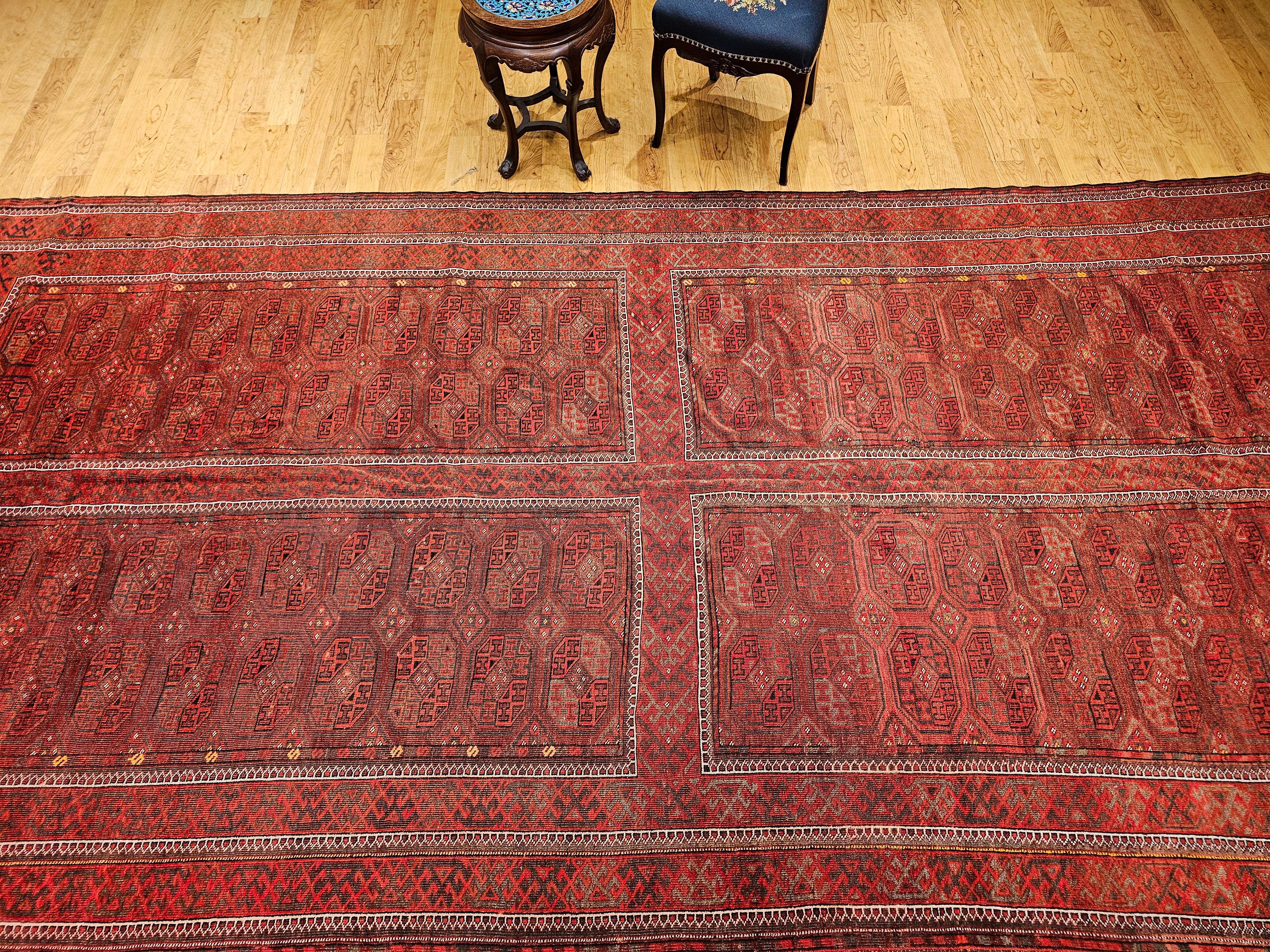 Turkmenischer Tekke Gallery-Teppich in Allover-Geometrischem Muster, Vintage im Angebot 12