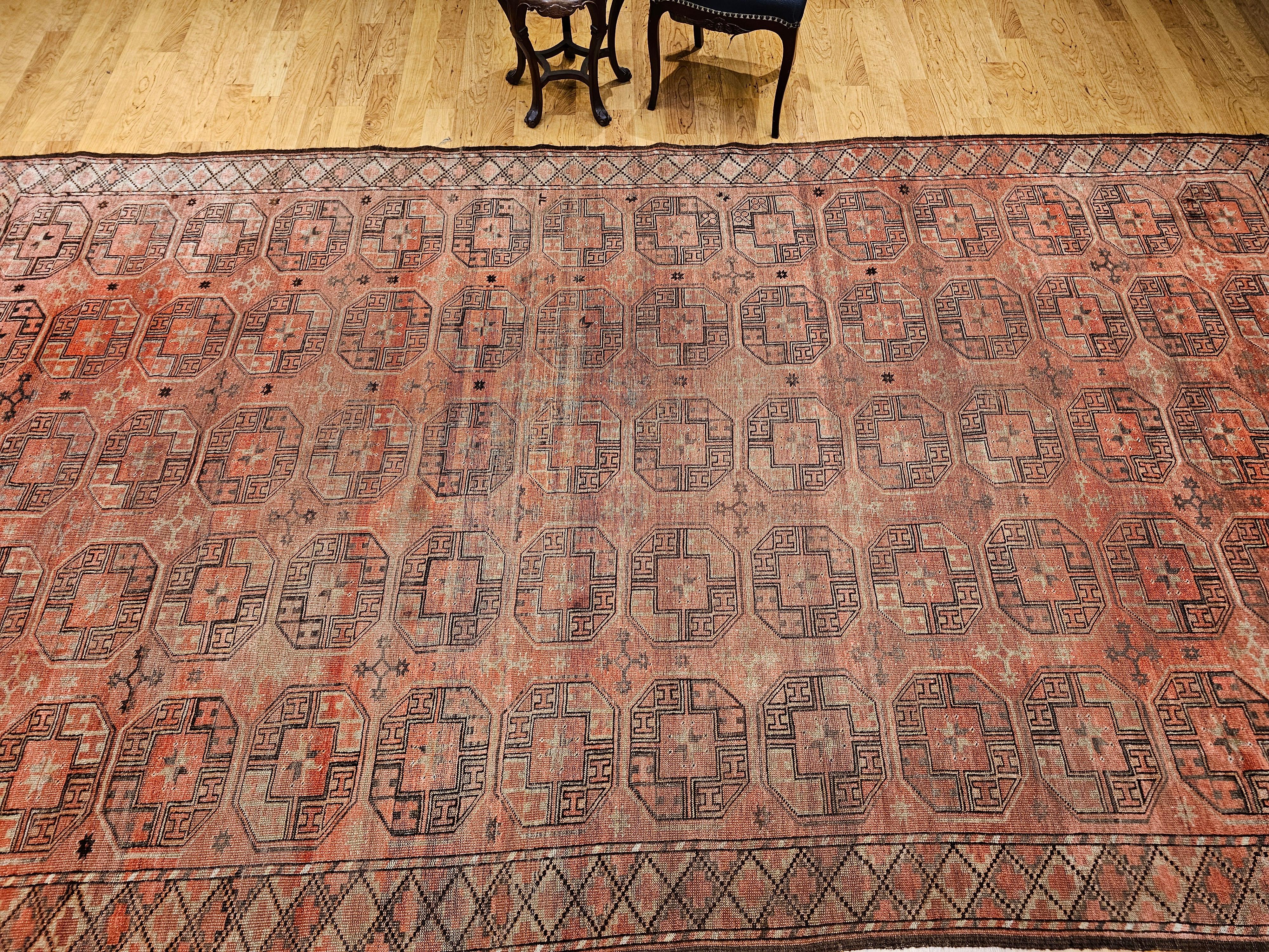 Turkmenischer Tekke Gallery-Teppich in Allover-Geometrischem Muster, Vintage im Angebot 13