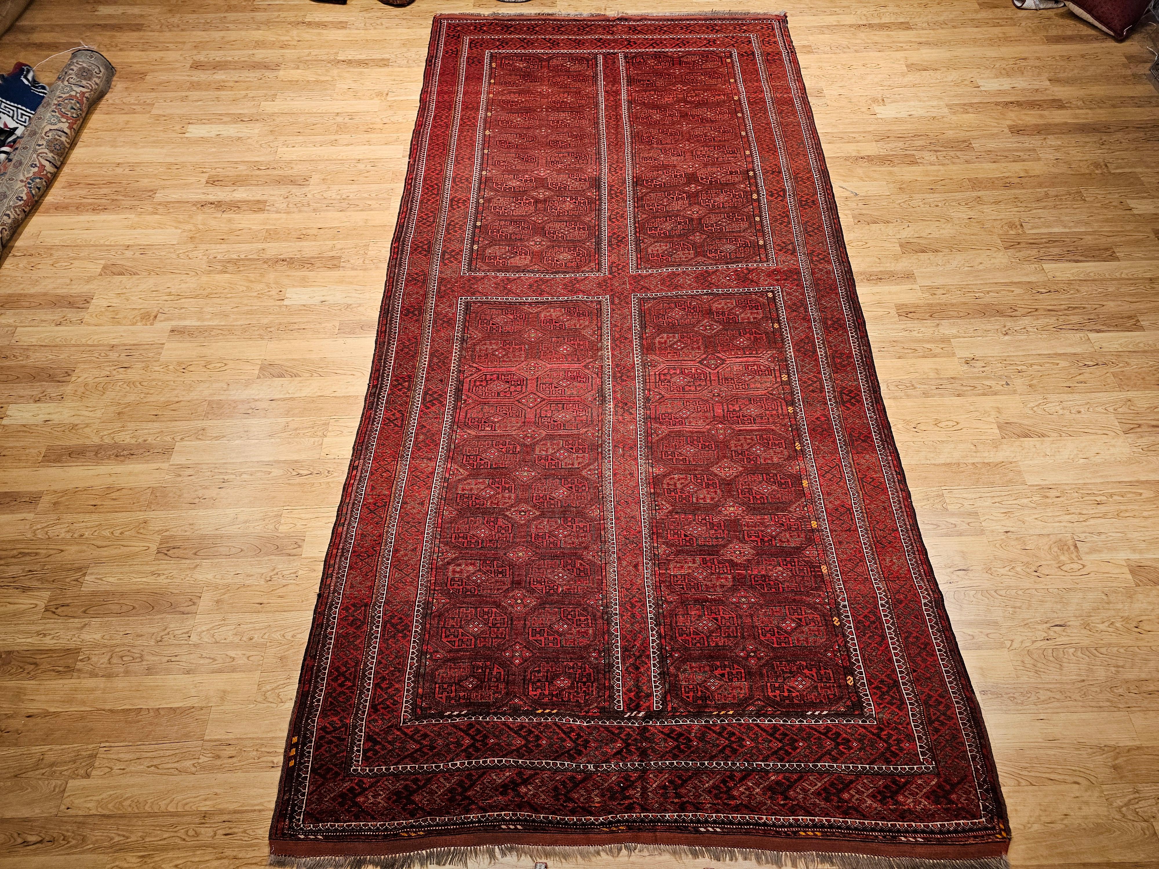 Turkmenischer Tekke Gallery-Teppich in Allover-Geometrischem Muster, Vintage im Angebot 13
