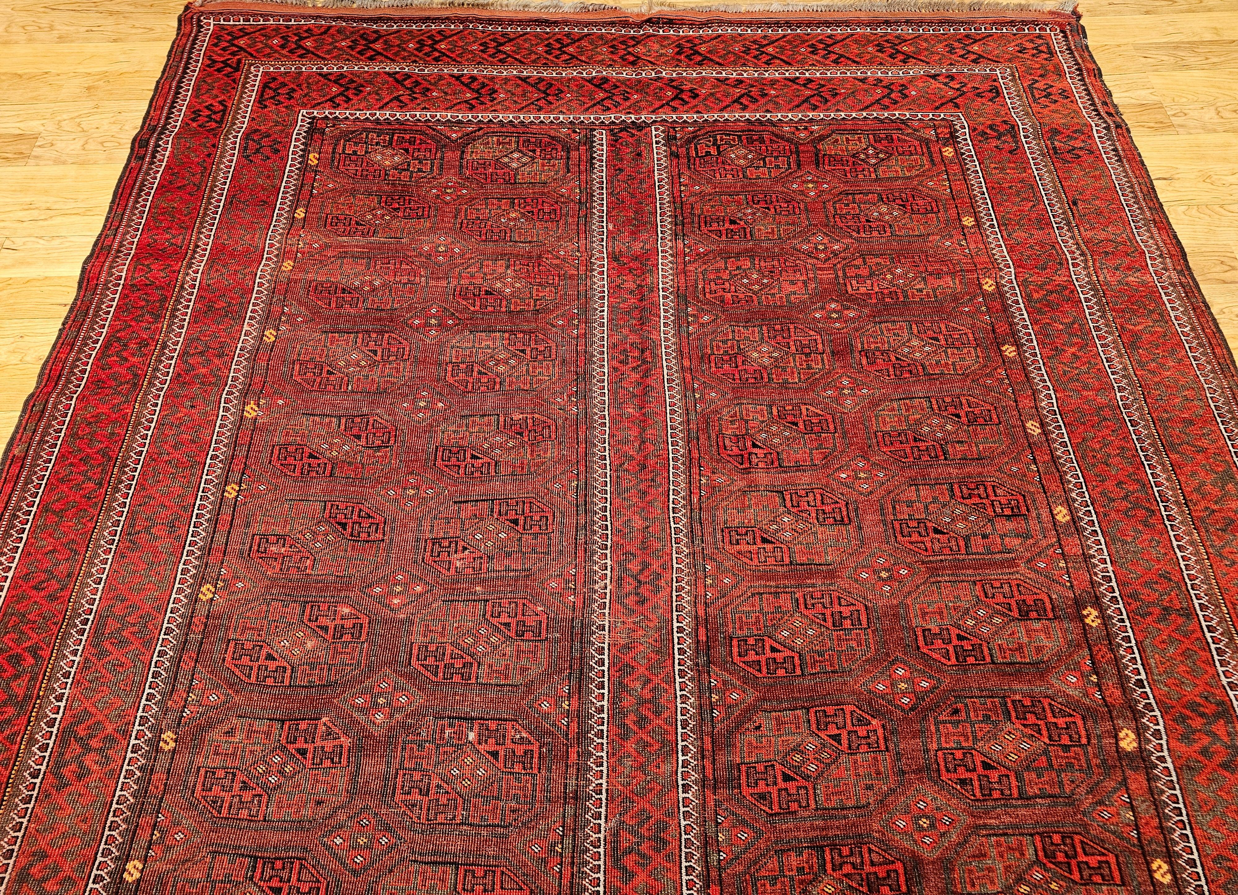 Turkmenischer Tekke Gallery-Teppich in Allover-Geometrischem Muster, Vintage (Afghanisch) im Angebot