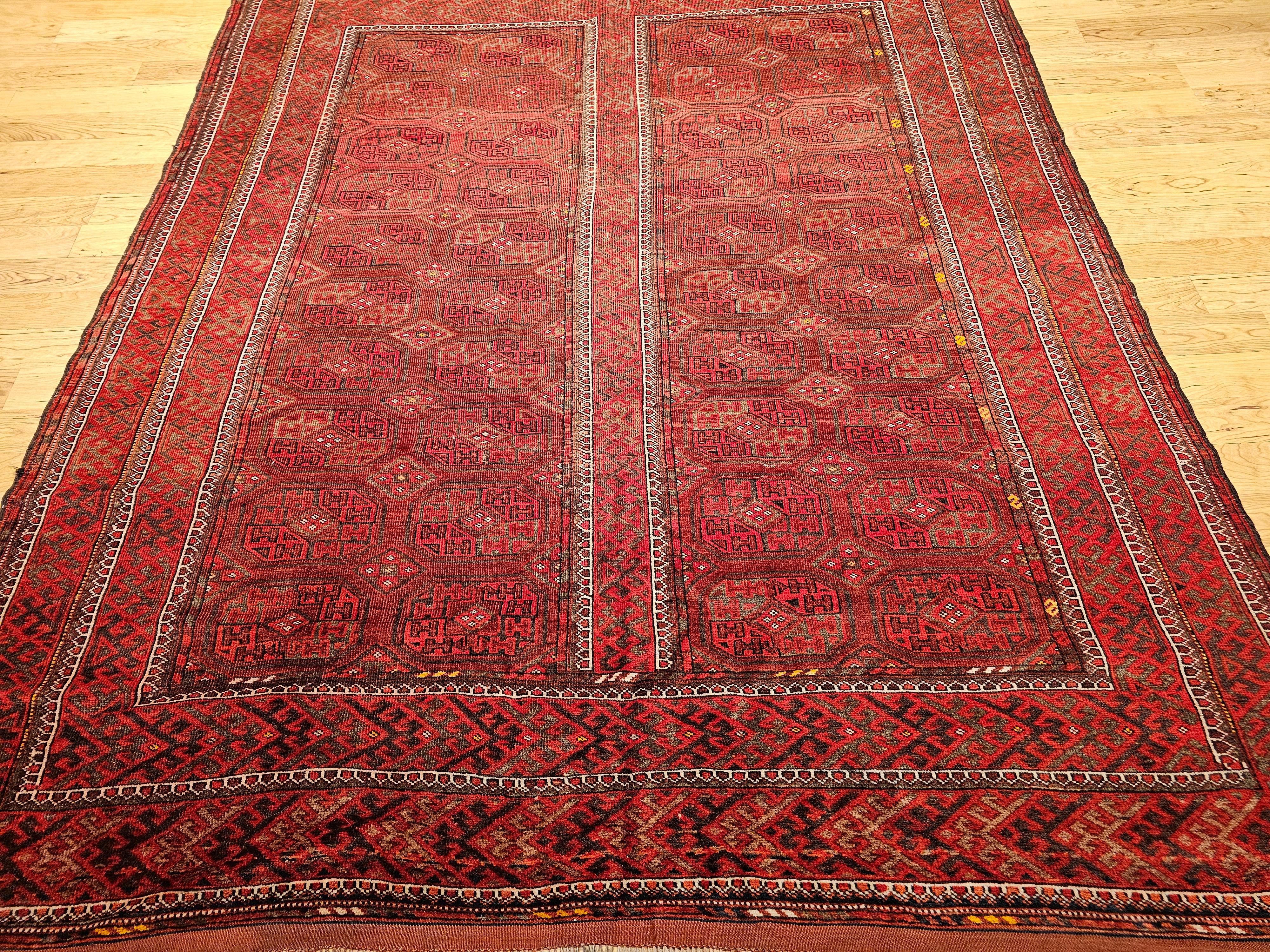 Turkmenischer Tekke Gallery-Teppich in Allover-Geometrischem Muster, Vintage im Zustand „Gut“ im Angebot in Barrington, IL