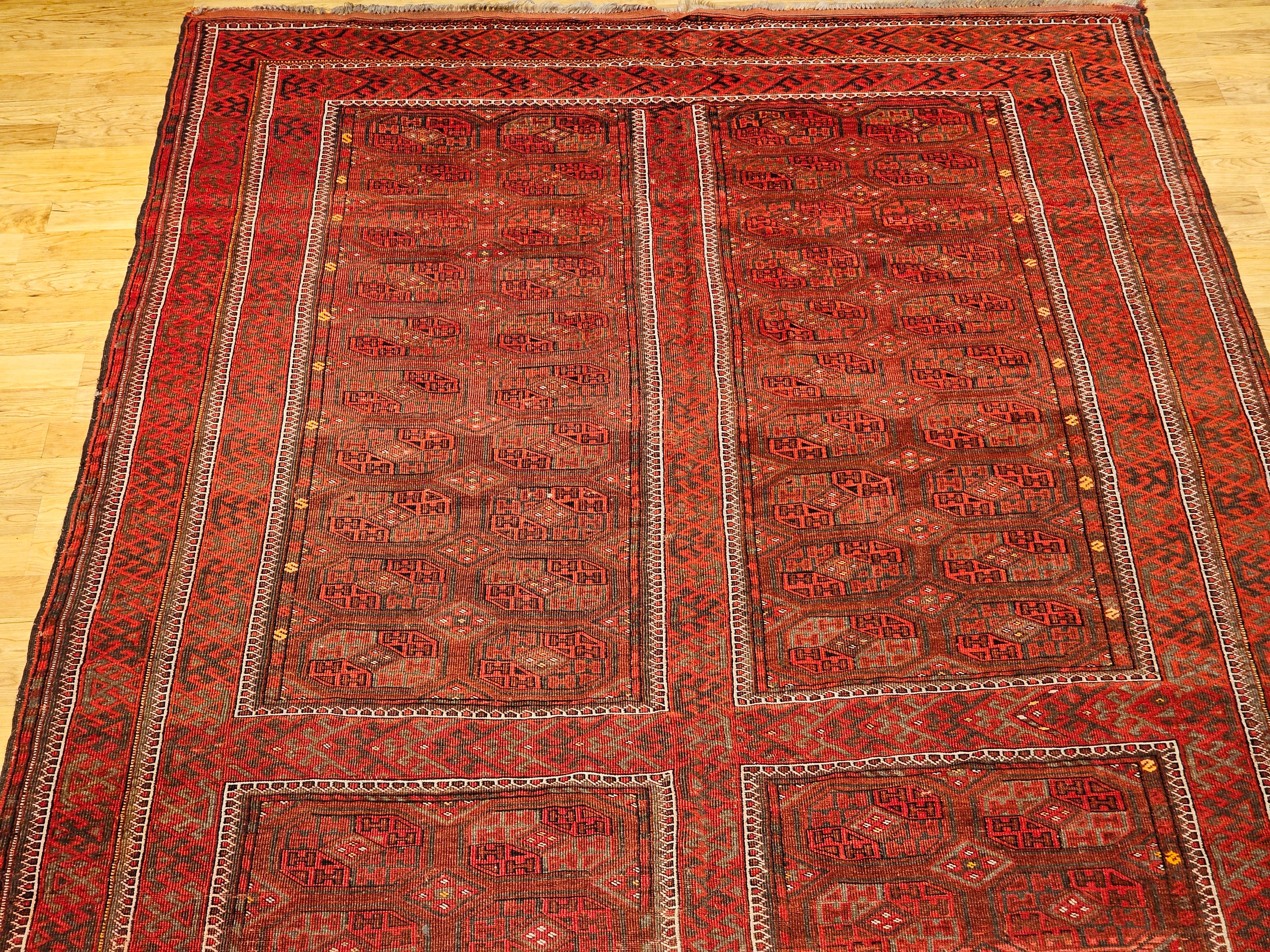 Turkmenischer Tekke Gallery-Teppich in Allover-Geometrischem Muster, Vintage (20. Jahrhundert) im Angebot