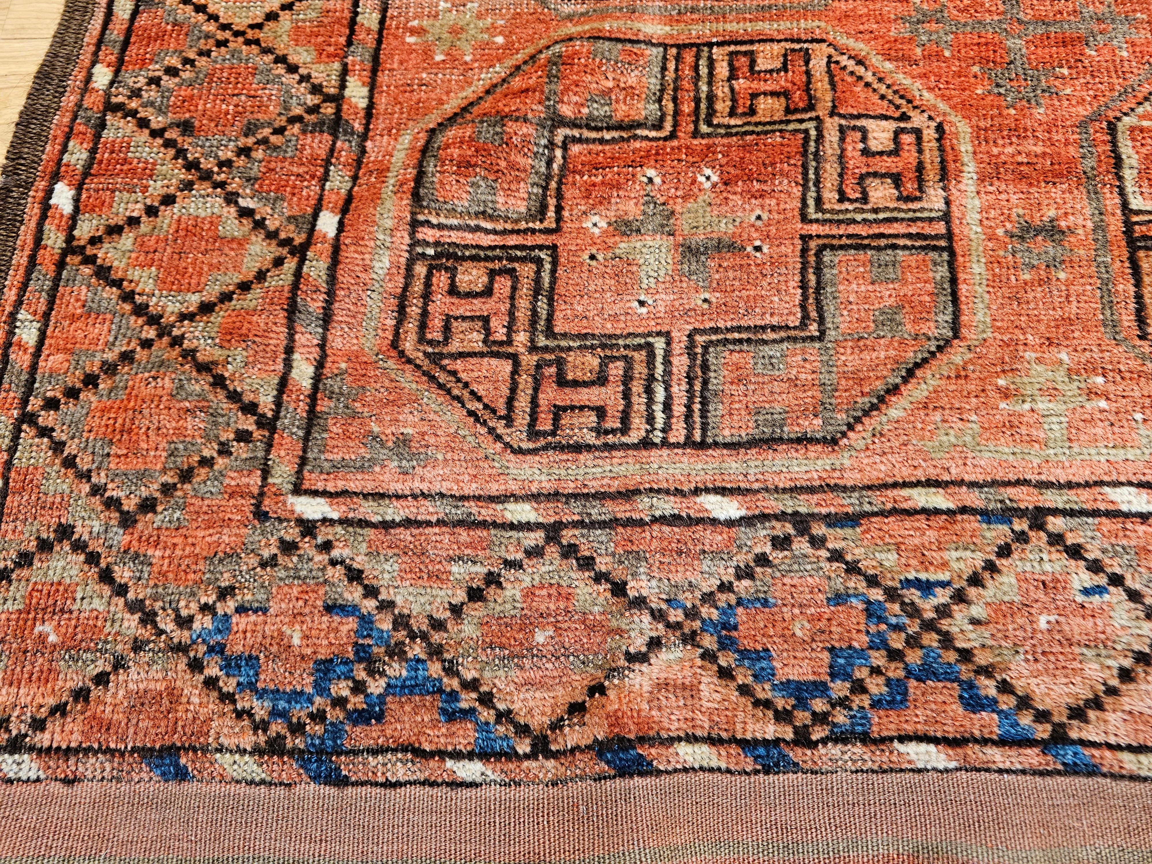 Turkmenischer Tekke Gallery-Teppich in Allover-Geometrischem Muster, Vintage im Angebot 2