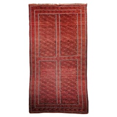 Antique Turkmen Tekke Gallery Rug in Allover Geometric Pattern