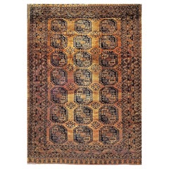 Afghan Ersari, Vintage Afghan Ersari in Allover, geometrischem Muster aus Kamelhaar, Marineblau, Schwarz