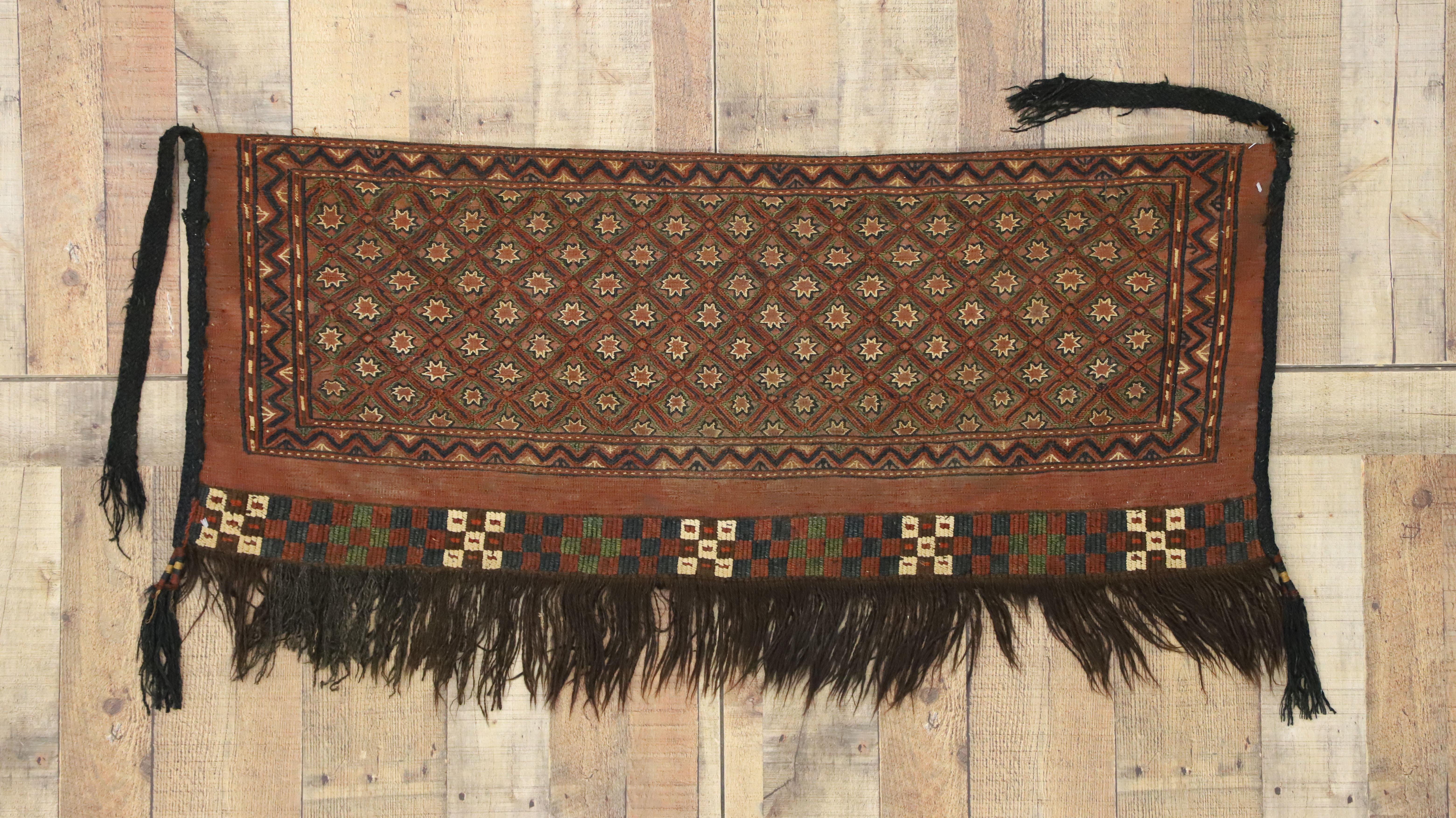 Wool Vintage Afghan Ersari Turkmen Torba Wall Hanging, Nomadic Tribal Style Tapestry For Sale