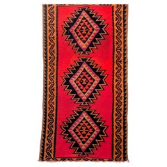 Alfombra de lana afgana geométrica reversible, c.1960