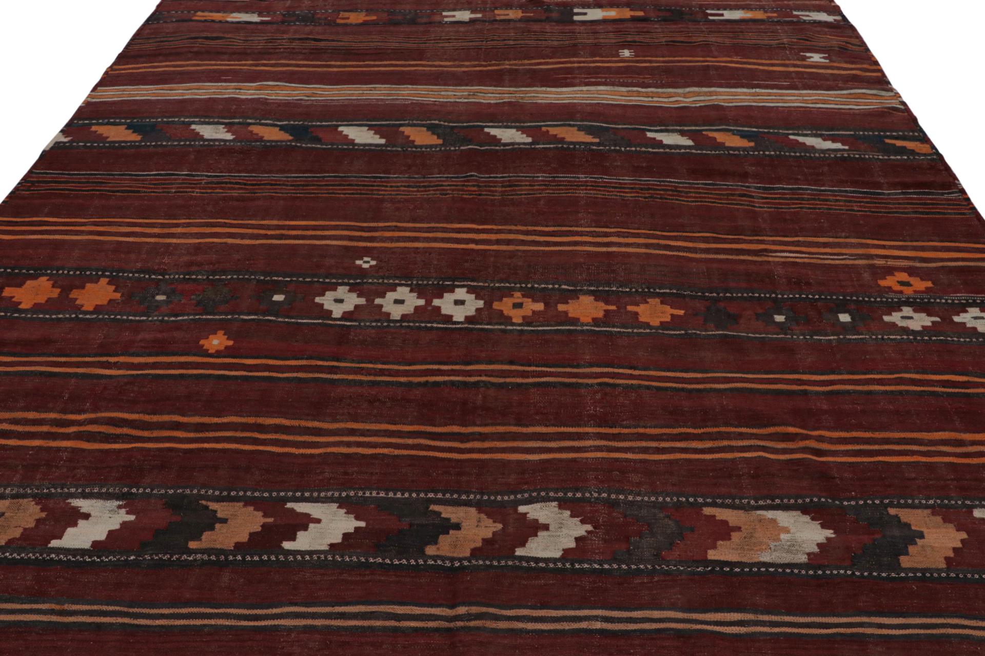 Tribal Vintage Afghan Ghalmouri Kilim in Red With Geometric Patterns, From Rug & Kilim For Sale