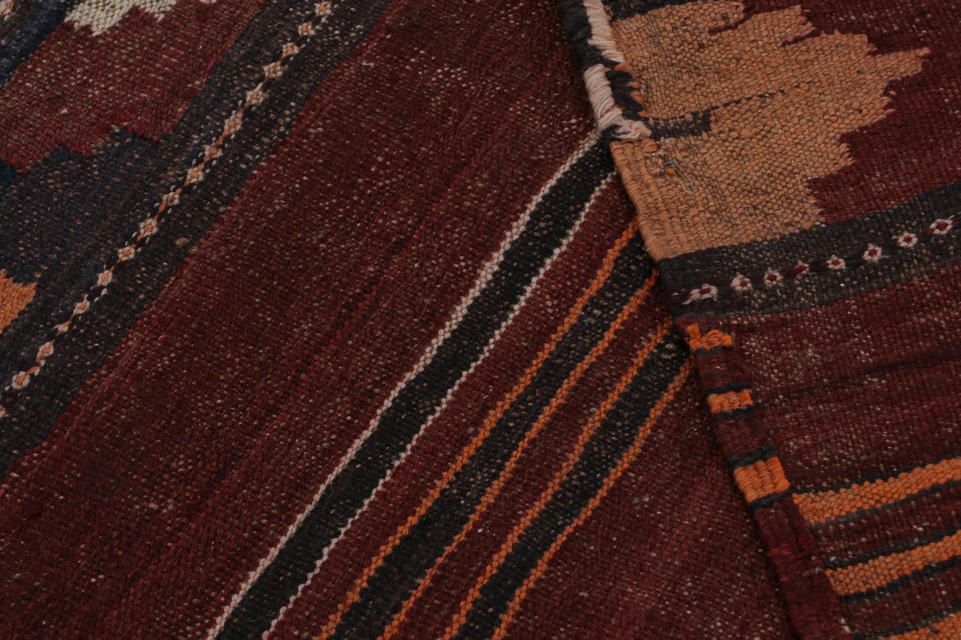 Wool Vintage Afghan Ghalmouri Kilim in Red With Geometric Patterns, From Rug & Kilim For Sale