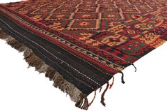 Vintage Afghan Ghalmouri Maimana Kilim Rug with Nomadic Tribal Style