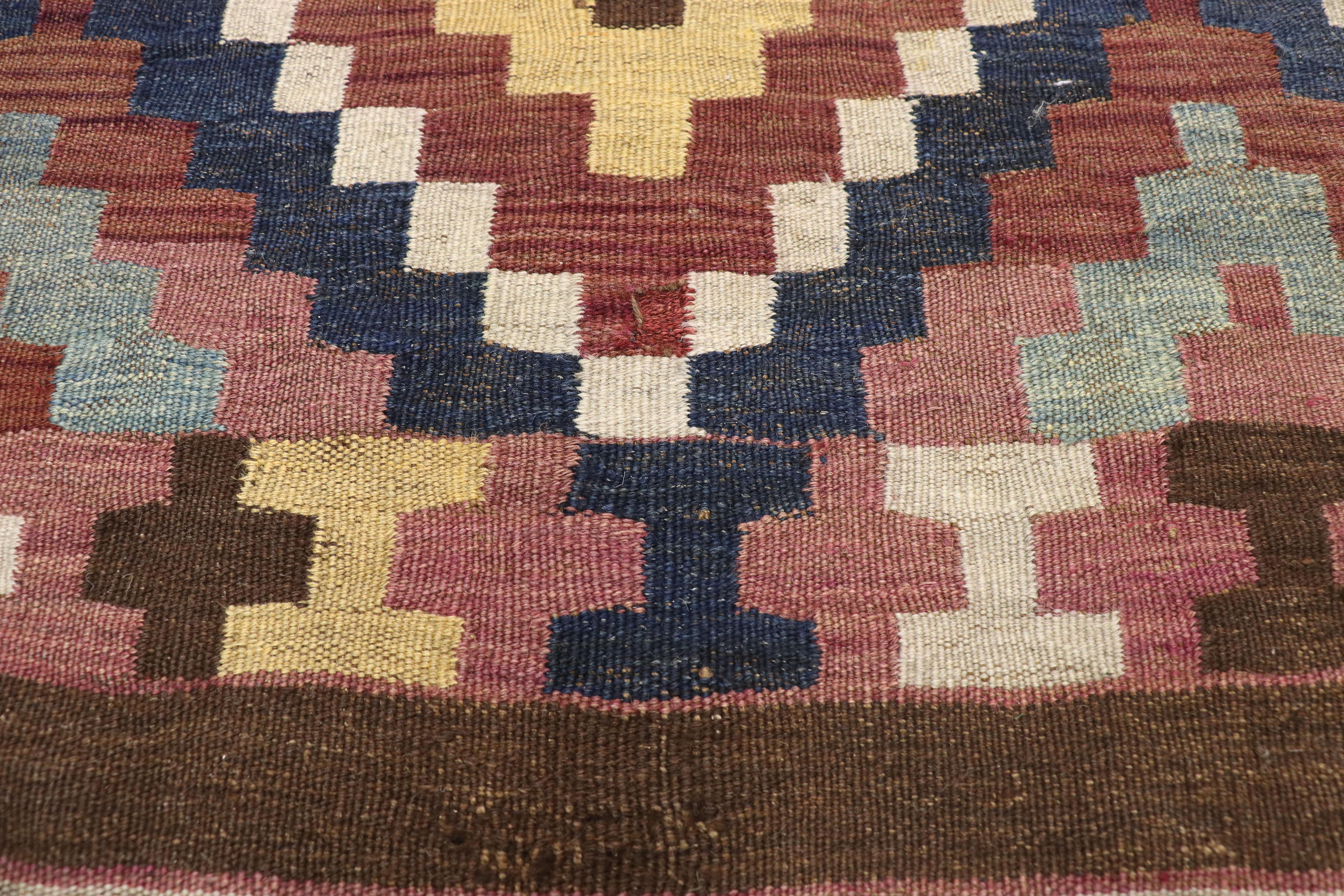 Vintage Afghan Ghalmouri Maimana Kilim Rug with Nomadic Tribal Style In Good Condition In Dallas, TX