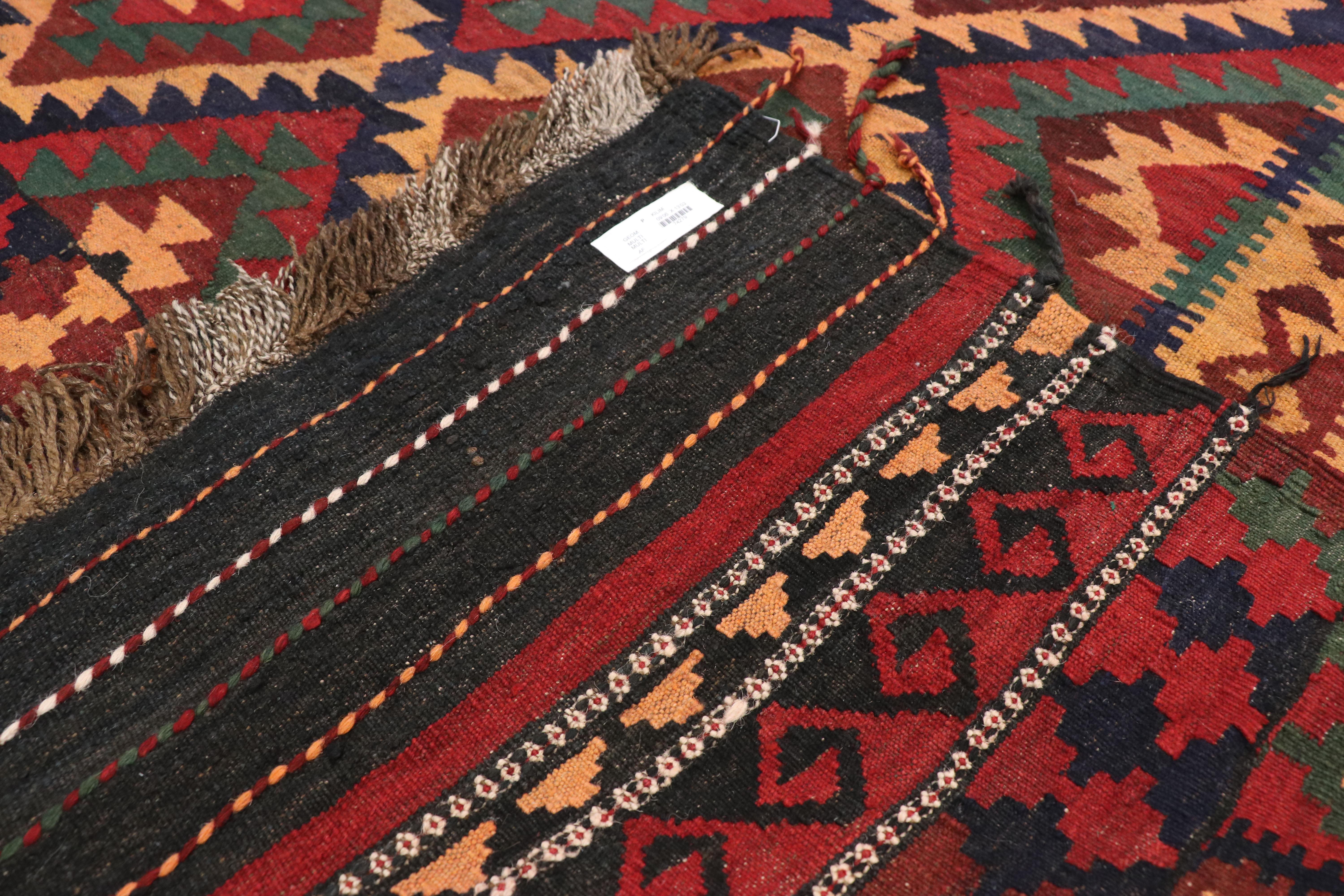 Vintage Afghan Ghalmouri Maimana Kilim Rug with Nomadic Tribal Style In Good Condition For Sale In Dallas, TX