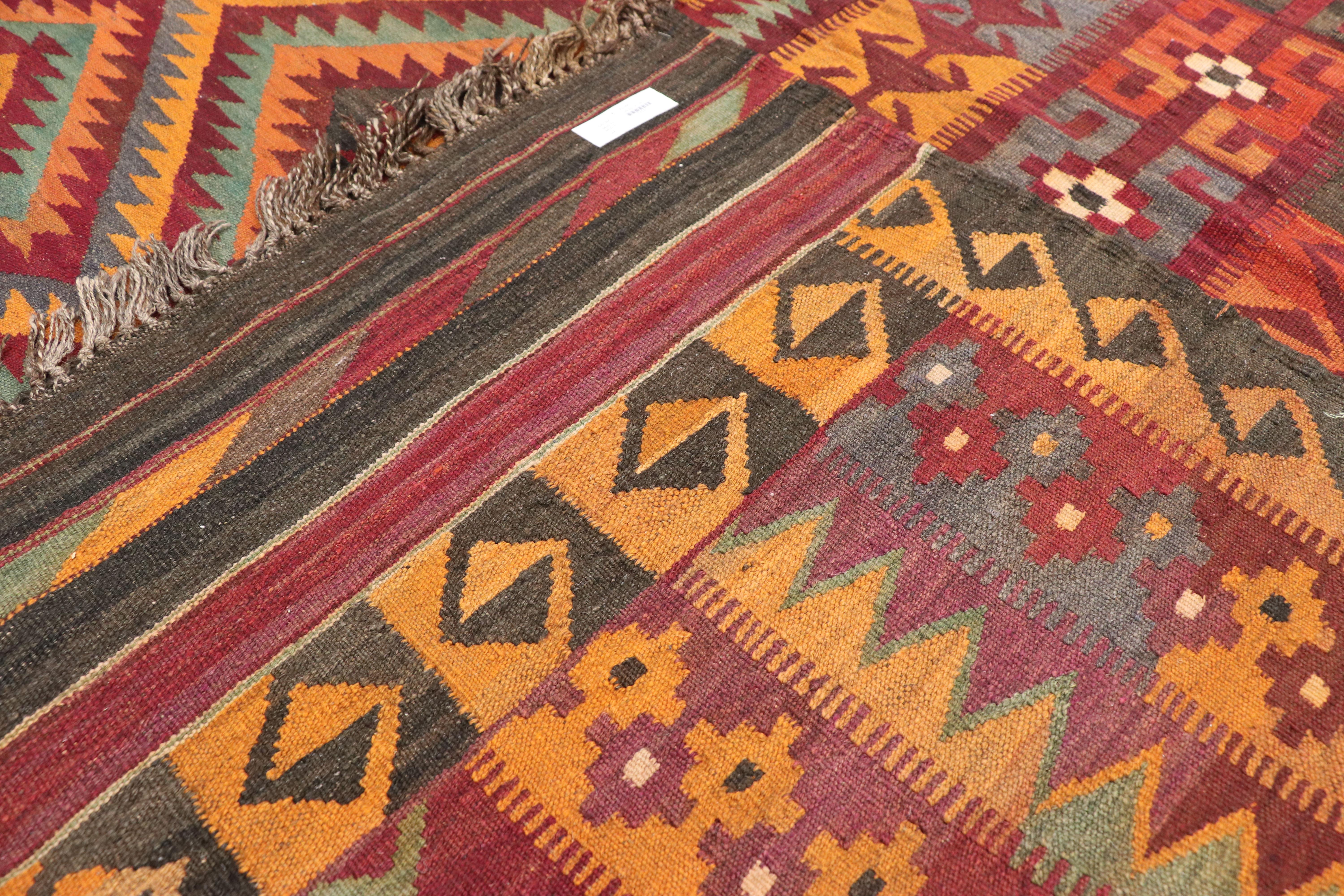 20th Century Vintage Afghan Ghalmouri Maimana Kilim Rug with Nomadic Tribal Style For Sale
