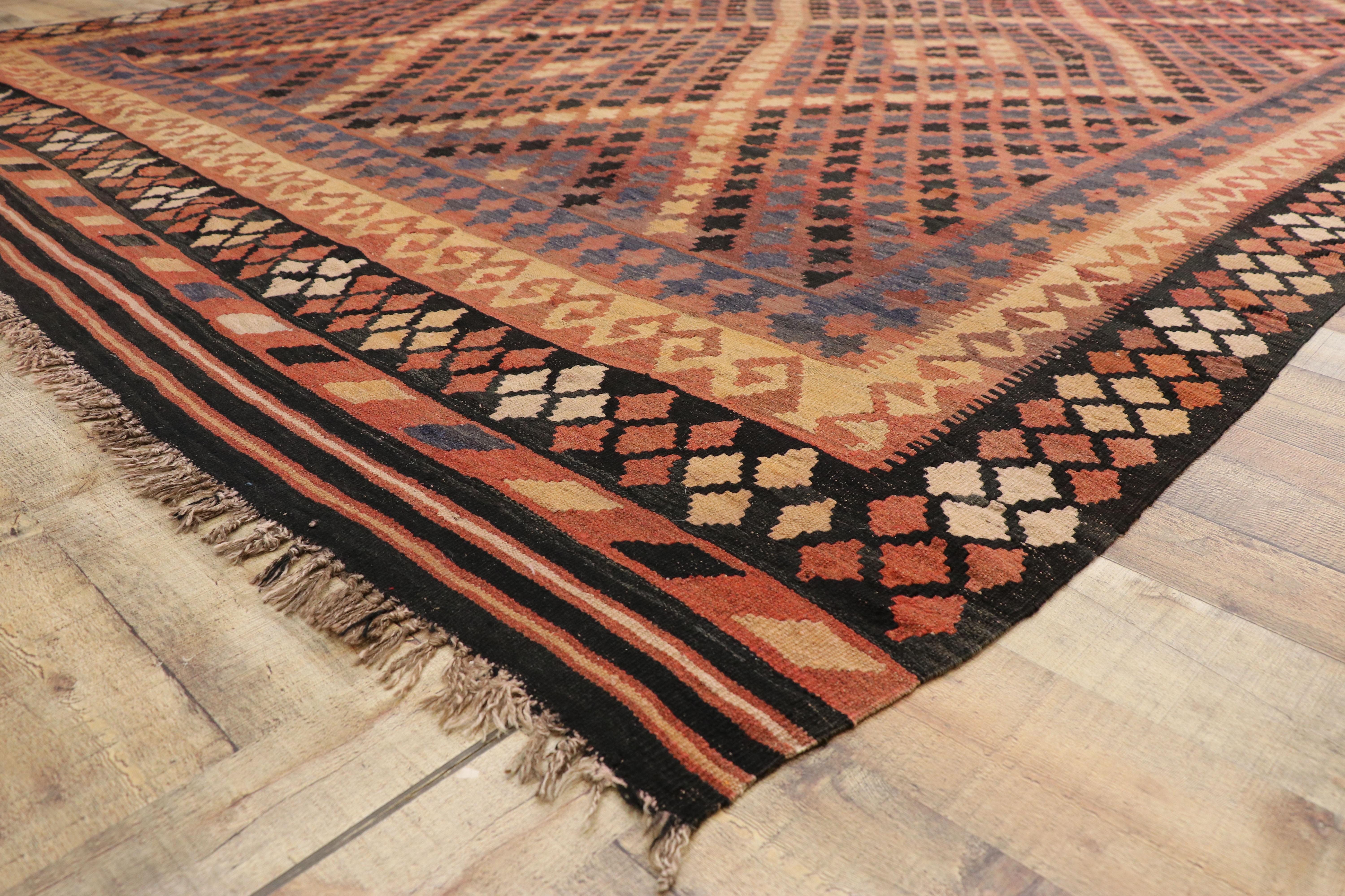 20th Century Vintage Afghan Ghalmouri Maimana Kilim Rug with Nomadic Tribal Style For Sale