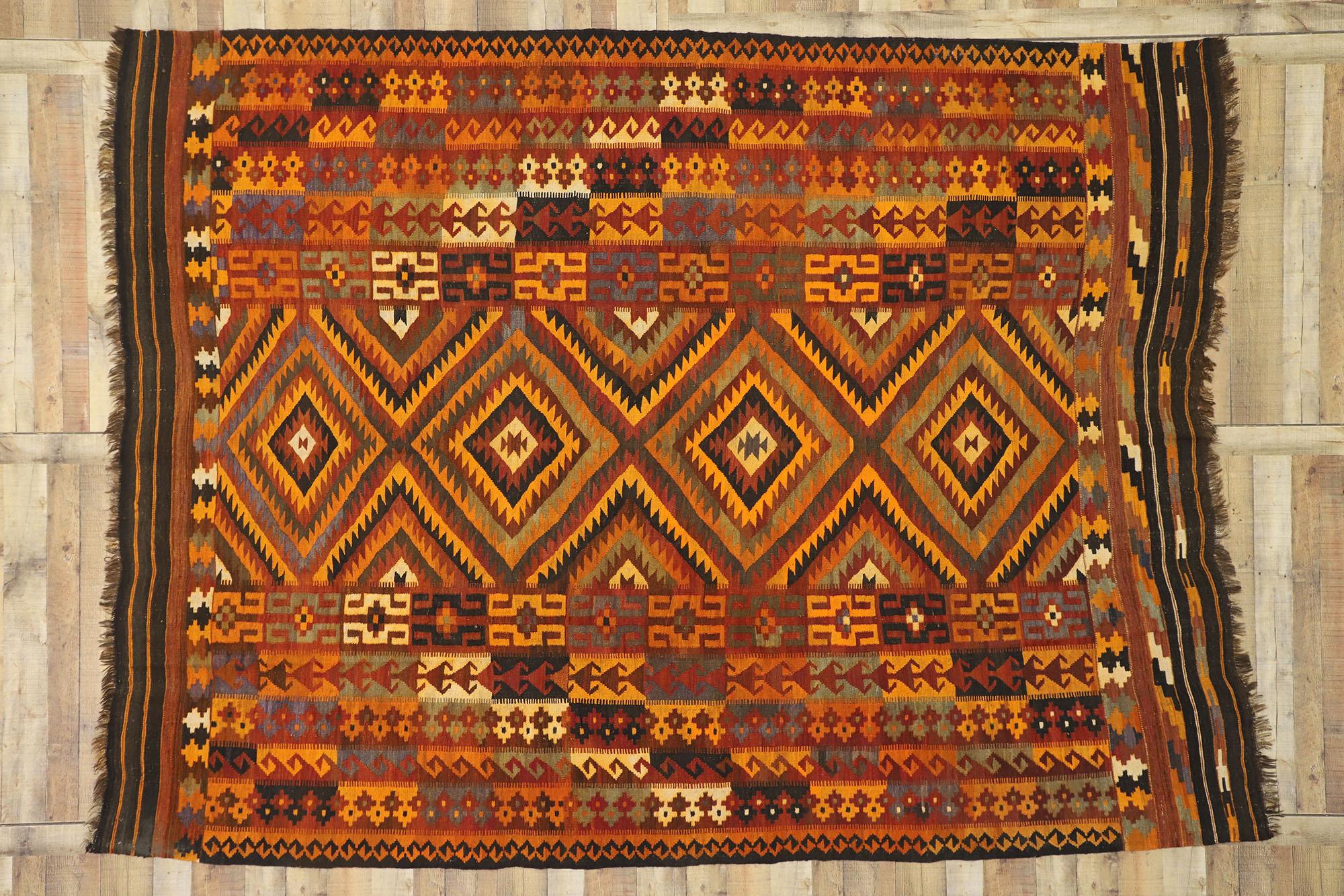 Wool Vintage Afghan Ghalmouri Maimana Kilim Rug with Nomadic Tribal Style For Sale