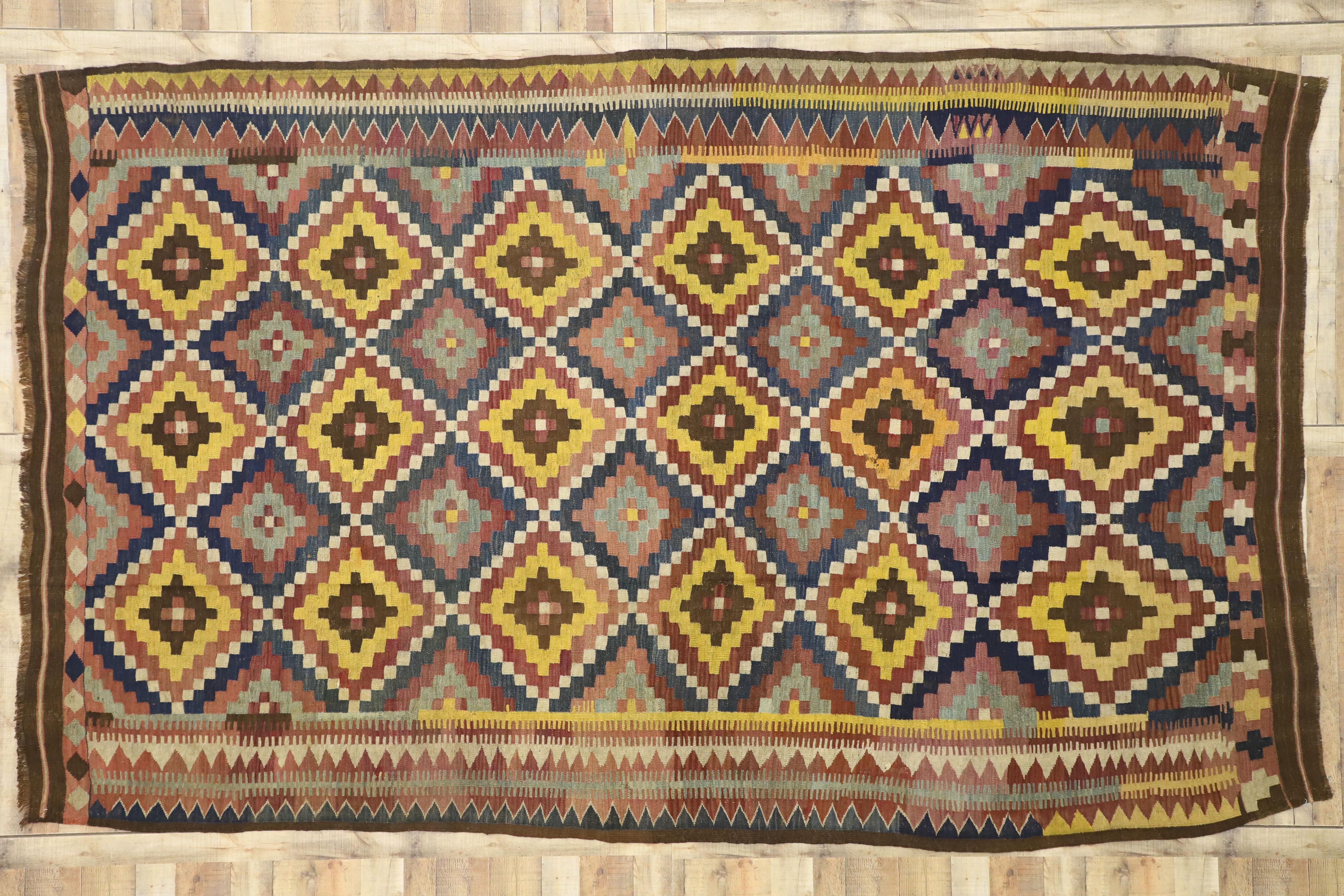 Vintage Afghan Ghalmouri Maimana Kilim Rug with Nomadic Tribal Style 2