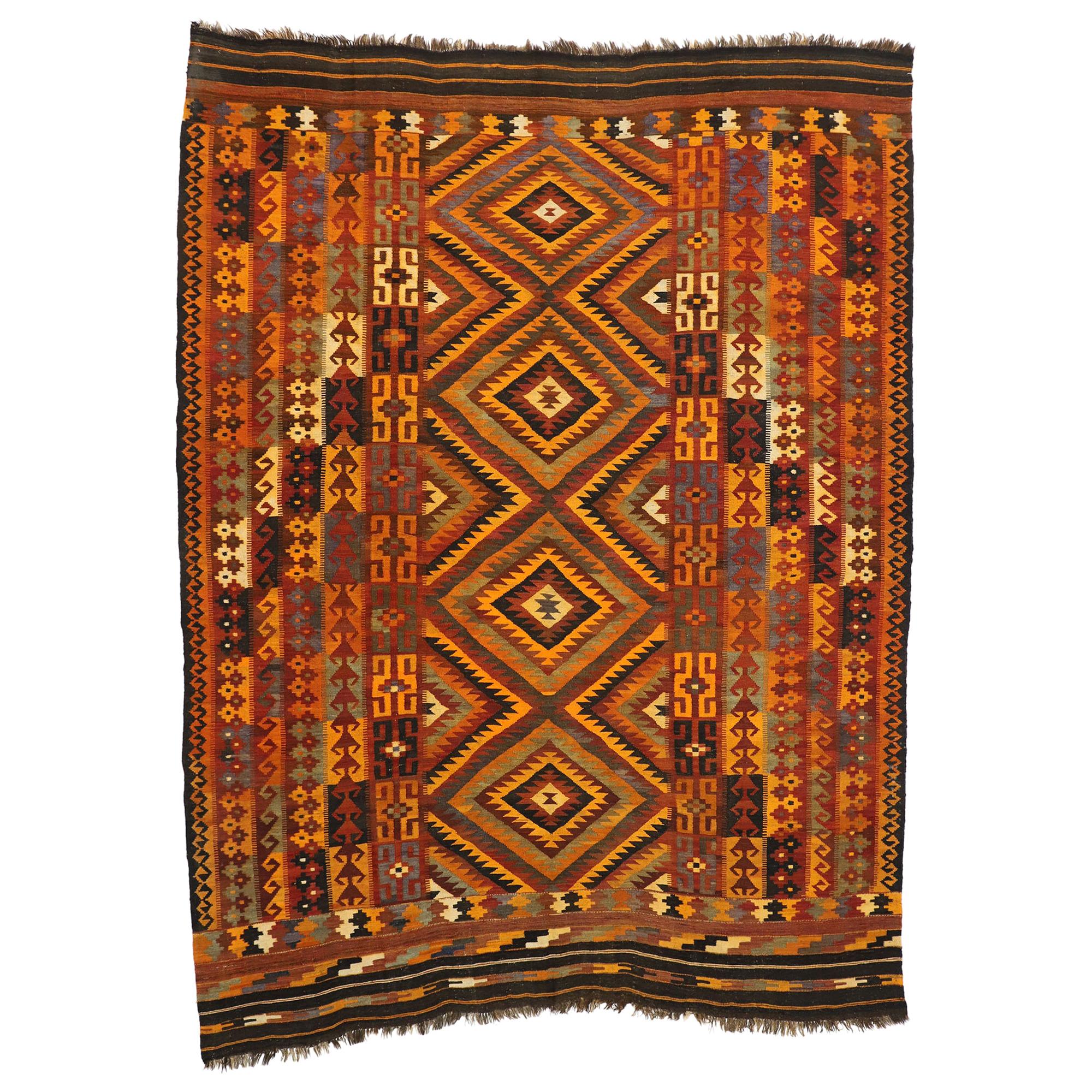 Vintage Afghan Ghalmouri Maimana Kilim Rug with Nomadic Tribal Style For Sale