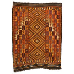 Tapis Kilim afghan Maimana vintage de Ghalmouri avec style tribal nomade