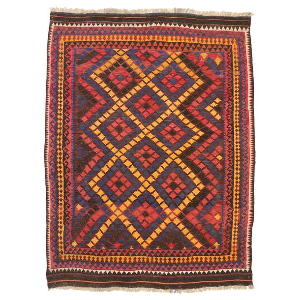 Vintage Afghan Ghalmouri Maimana Kilim Rug with Pacific Northwest ...