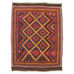 Vintage Afghan Ghalmouri Maimana Kilim Rug with Pacific Northwest Tribal Style