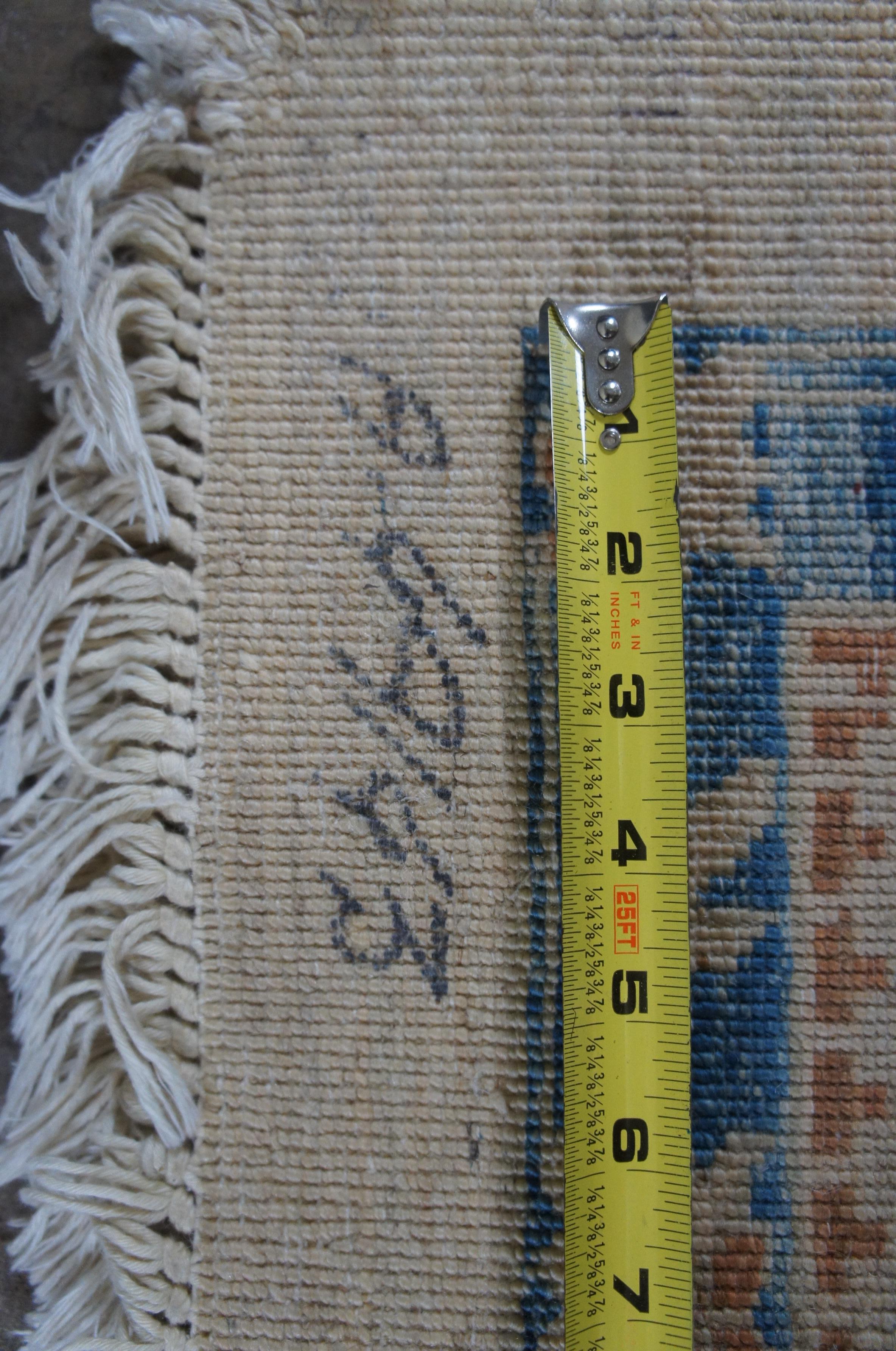 Vintage Afghan Hand Knots Rugs Blu e Beige Geometrico Tappeto 9' x 11' in vendita 5