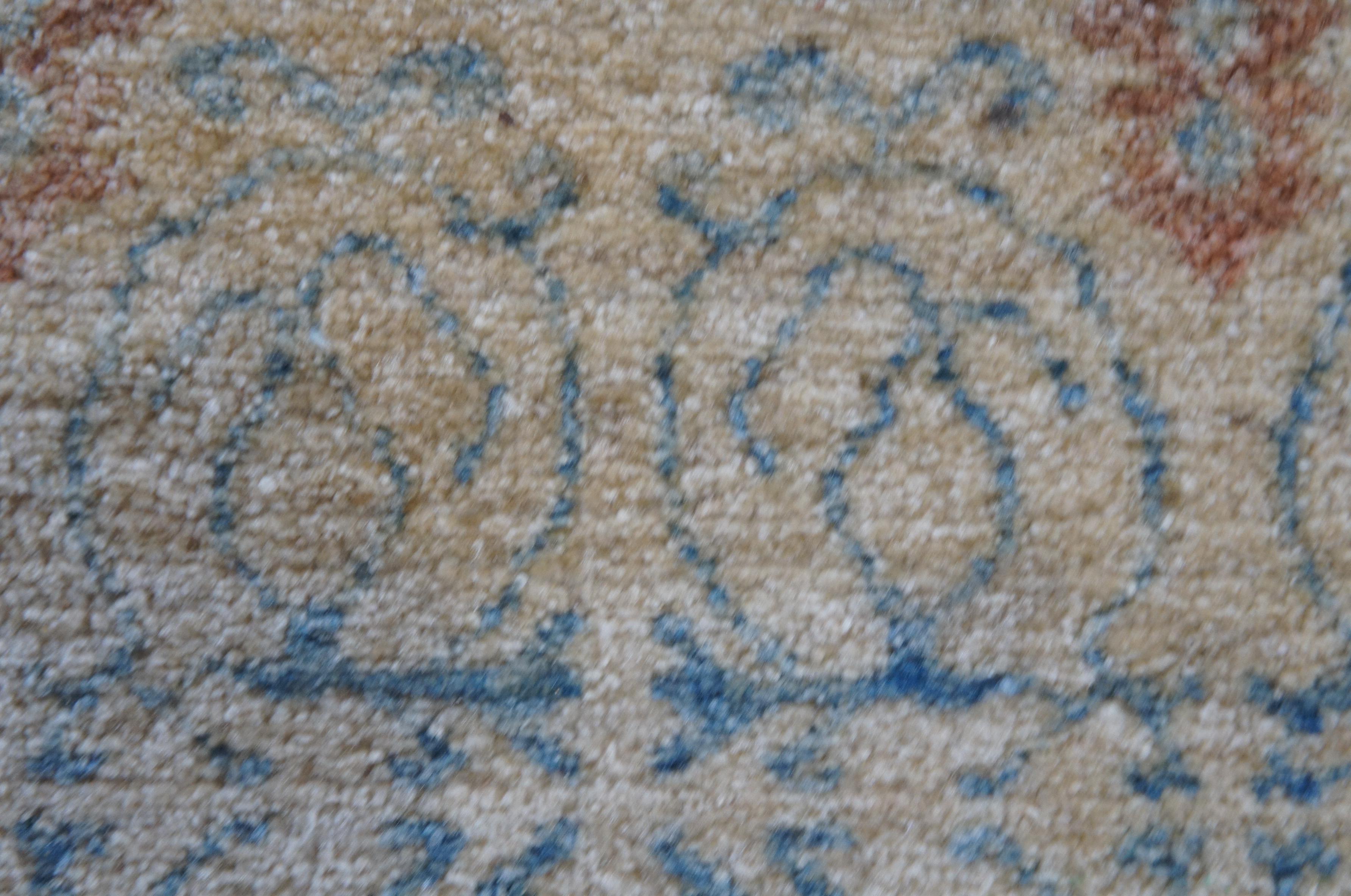 Vintage Afghan Hand Knots Rugs Blu e Beige Geometrico Tappeto 9' x 11' in vendita 2
