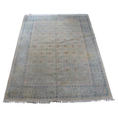 Vintage Afghan Hand Knots Rugs Blu e Beige Geometrico Tappeto 9' x 11'