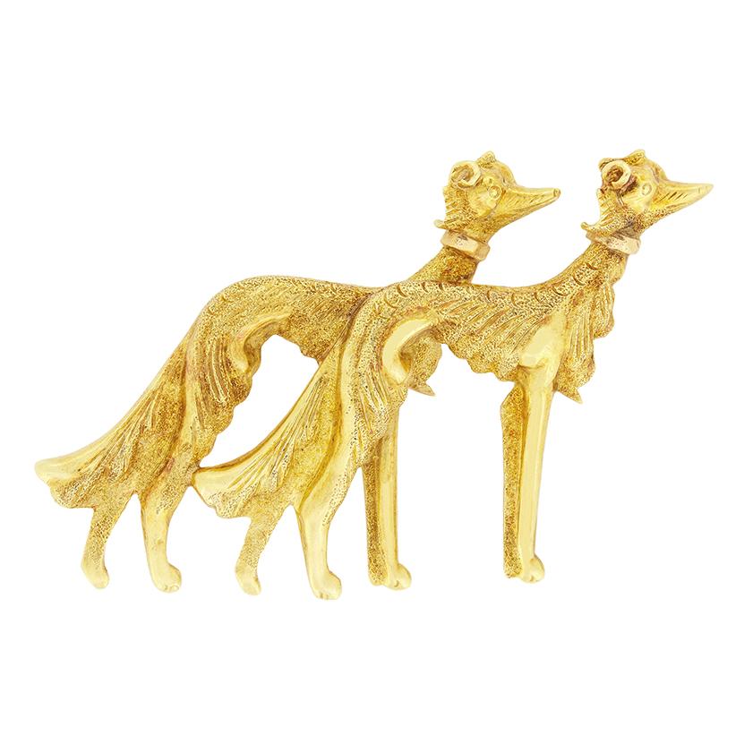 Broche vintage afghane avec chien de chasse, c. 1960 Bon état - En vente à London, GB