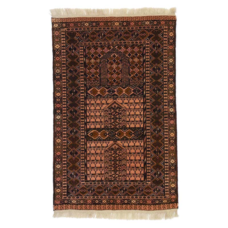 Vintage Afghan Tribal Square Prayer Rug For Sale at 1stDibs