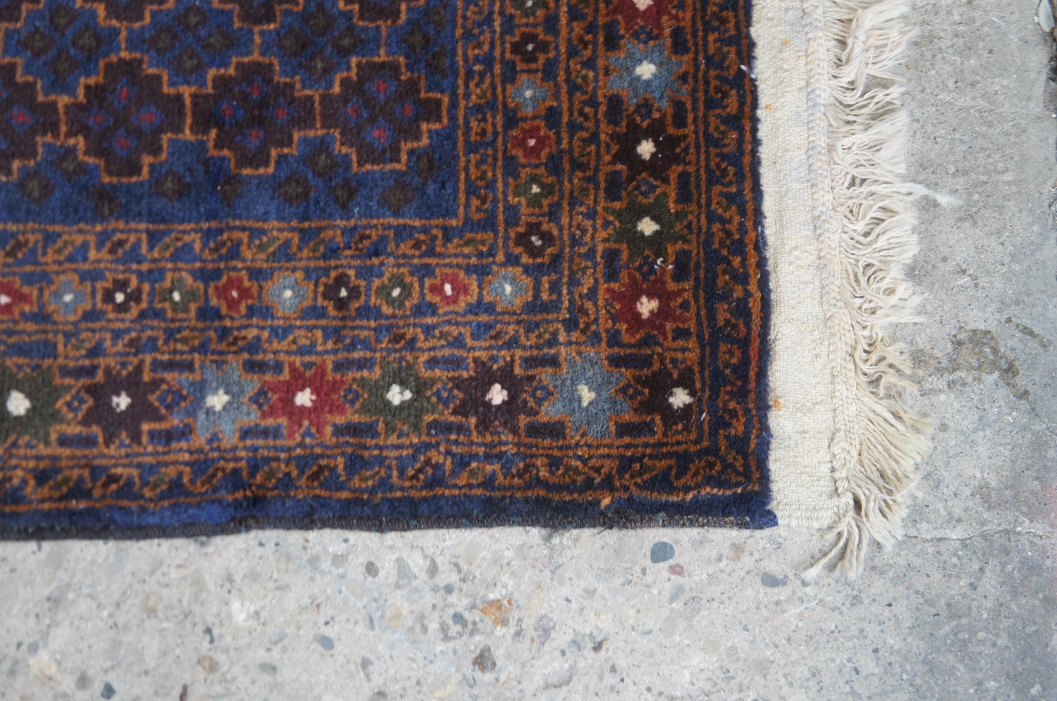 20th Century Vintage Afghan Kazak Wool Nomadic Area Rug Runner Geometric 8 Point Stars For Sale