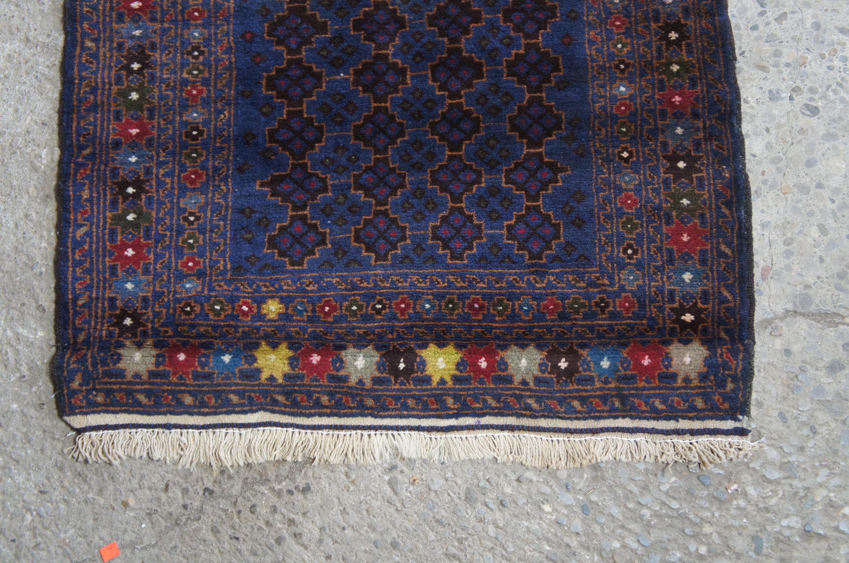 Vintage Afghan Kazak Wool Nomadic Area Rug Runner Geometric 8 Point Stars For Sale 1