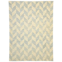 Vintage Afghan Kilim Area Rug with Herringbone Pattern and Coastal Living Style