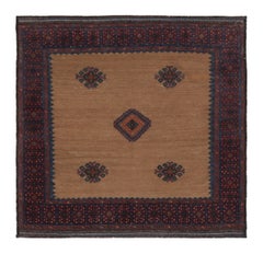 Vintage Afghan Kilim, Brown and Blue Tribal Patterns - Rug & Kilim